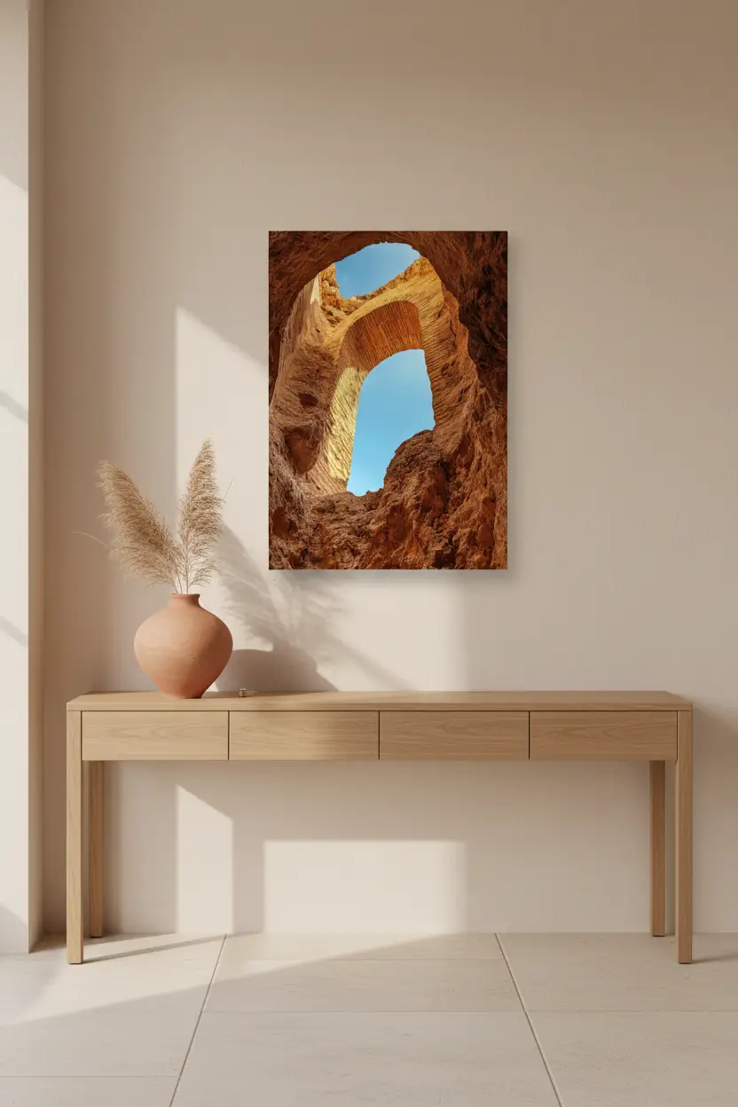 L’Œil du Canyon — Affiche murale minimaliste ocre texture minérale canyon panoramique — affiche murale minimaliste | Cassili-home