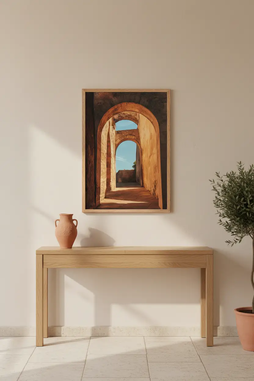 Les Arches du Soleil — Affiche murale minimaliste ocre lumière — affiche murale minimaliste | Cassili-home