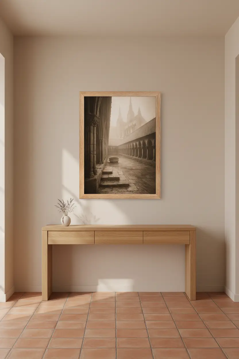 Cloître dans la Brume — Affiche murale minimaliste sépia architecture — affiche murale minimaliste | Cassili-home