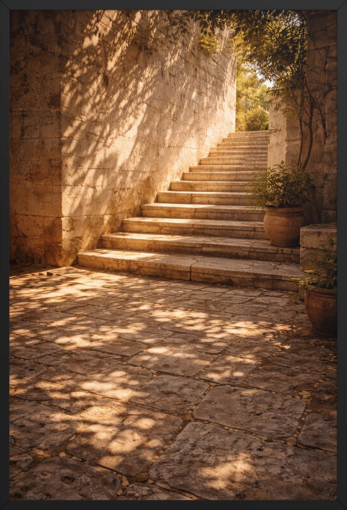 The Garden Staircase — poster in a black frame, front view