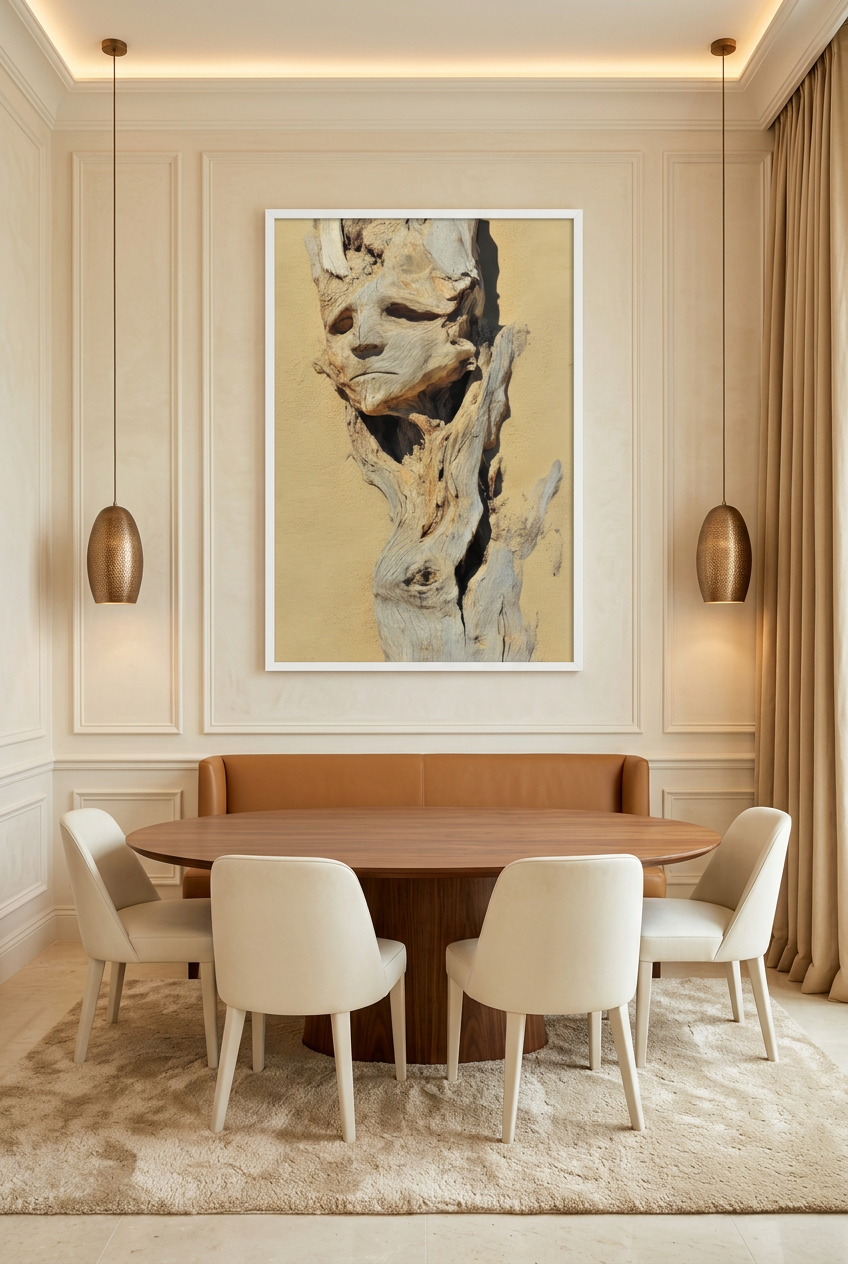 Driftwood Spirit — poster in a white frame in a dining room