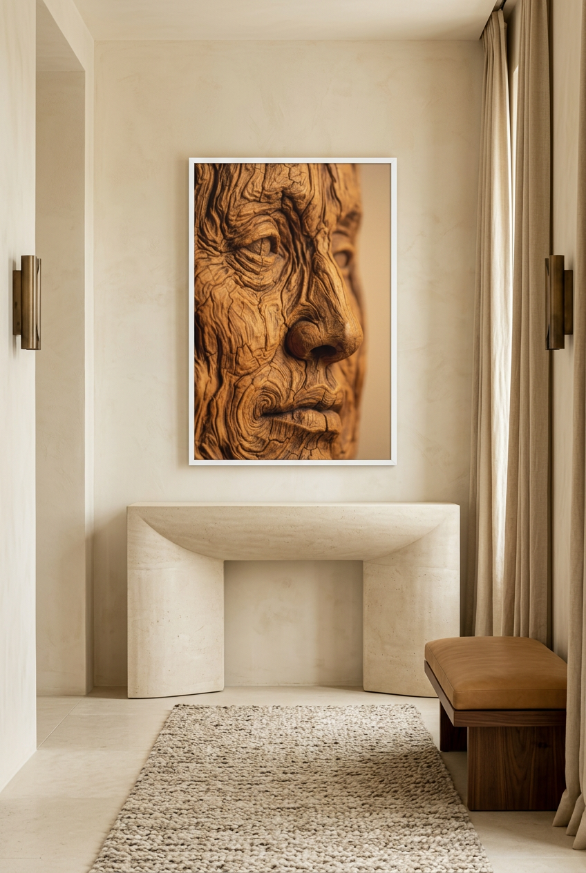 Oak Spirit — poster in a white frame in an entryway