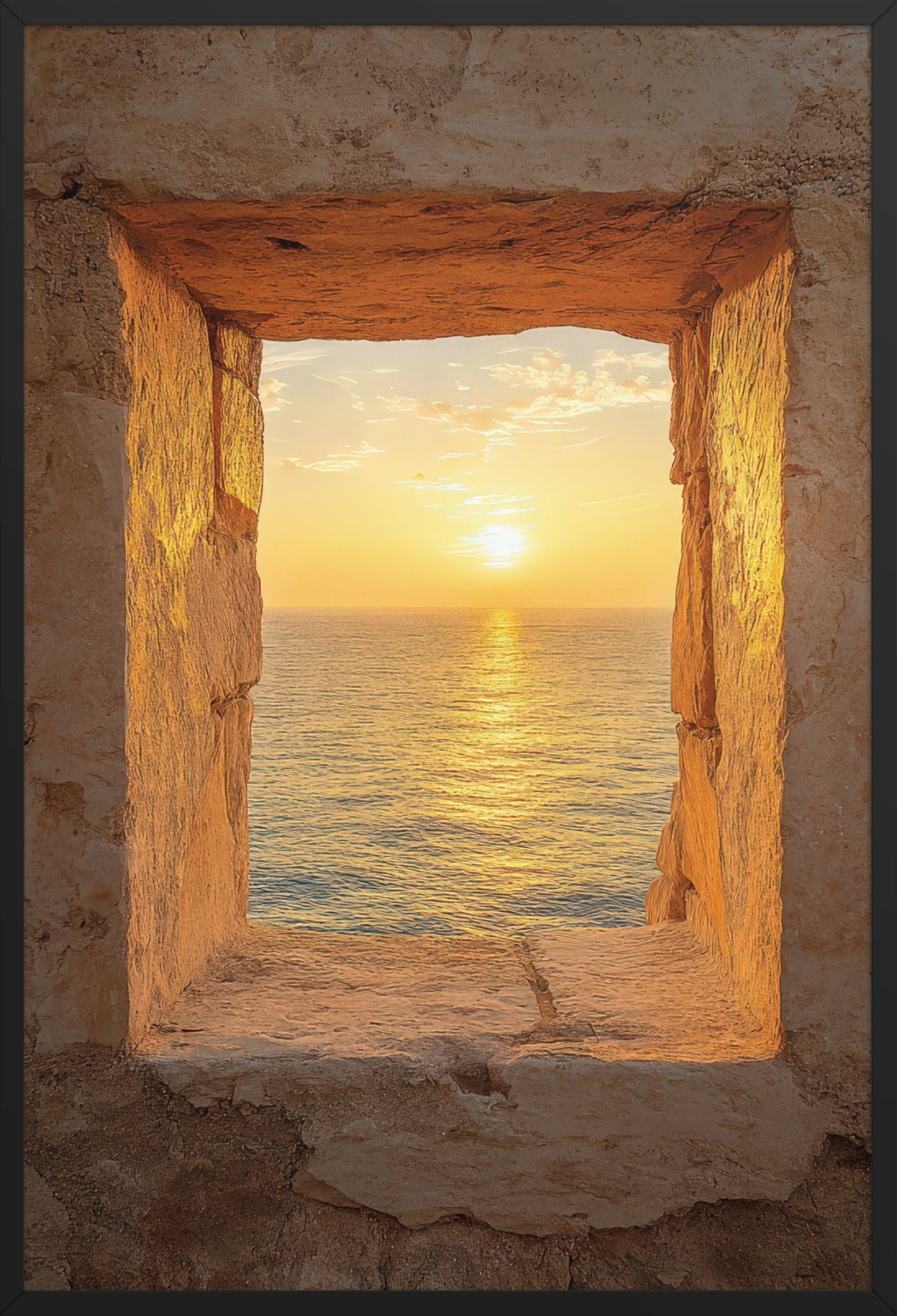 Window to the Sea — poster in a black frame, front view