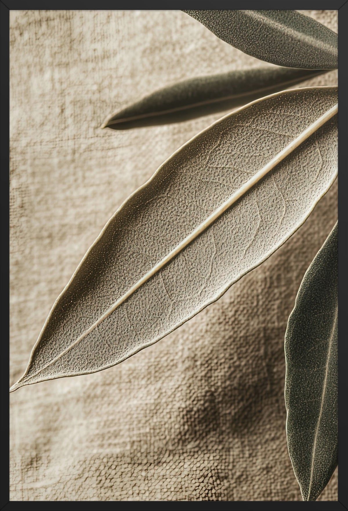 Linen Leaves — poster in a black frame, front view