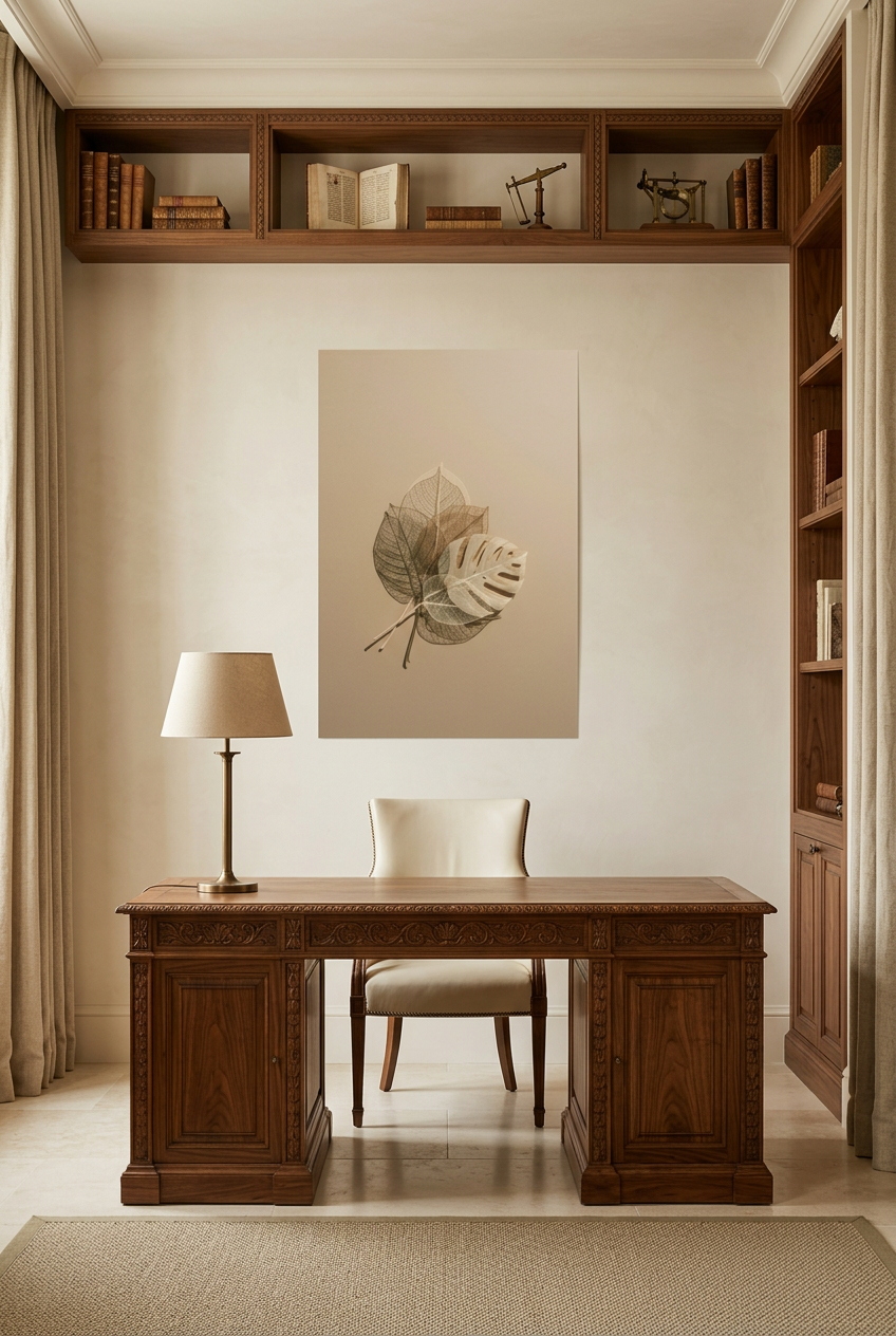 Feuilles Squelettes Dorées bureau sans cadre