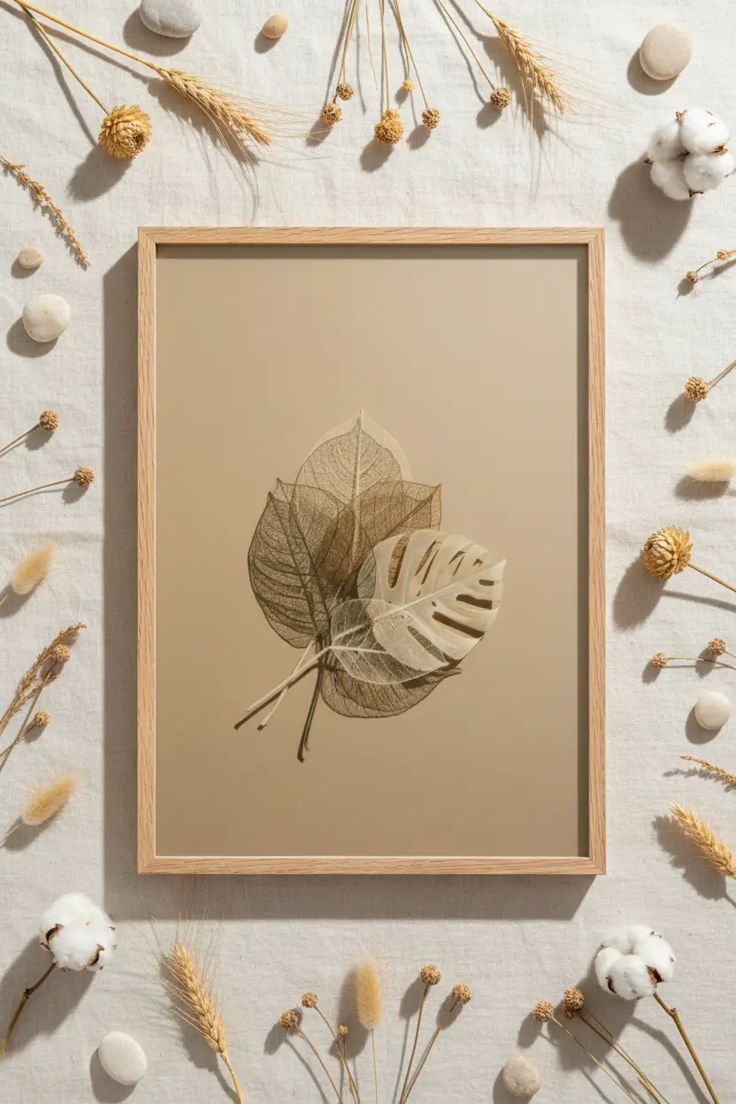 Feuilles Squelettes Dorées — Affiche murale minimaliste or botanique — affiche murale minimaliste | Cassili-home