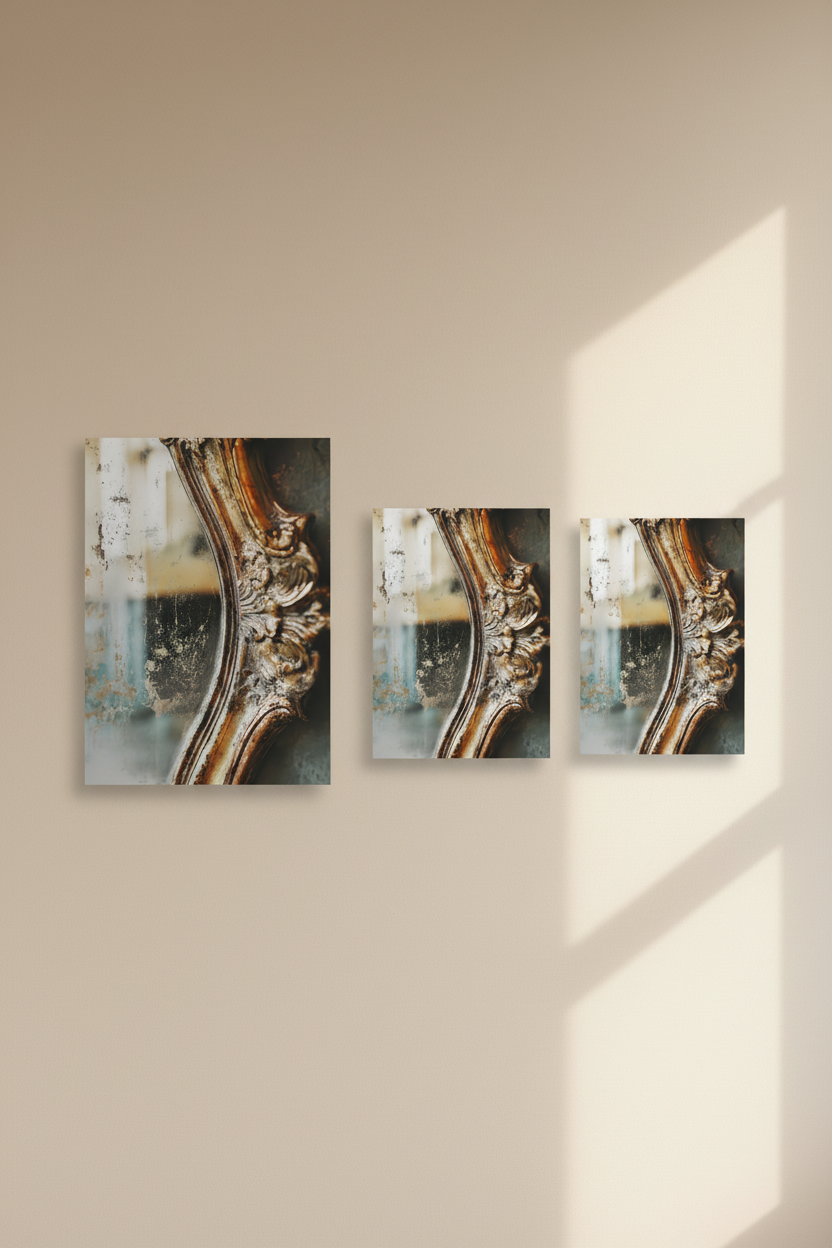 Le Miroir du Temps — Affiche murale minimaliste doré patiné Minérale — affiche murale minimaliste | Cassili-home