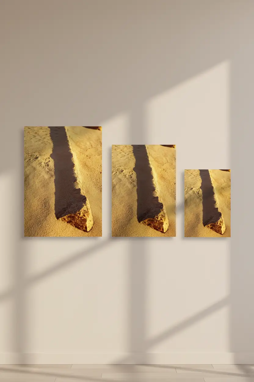 L’Ombre de Pierre — Affiche murale minimaliste sable doré et ombre — affiche murale minimaliste | Cassili-home