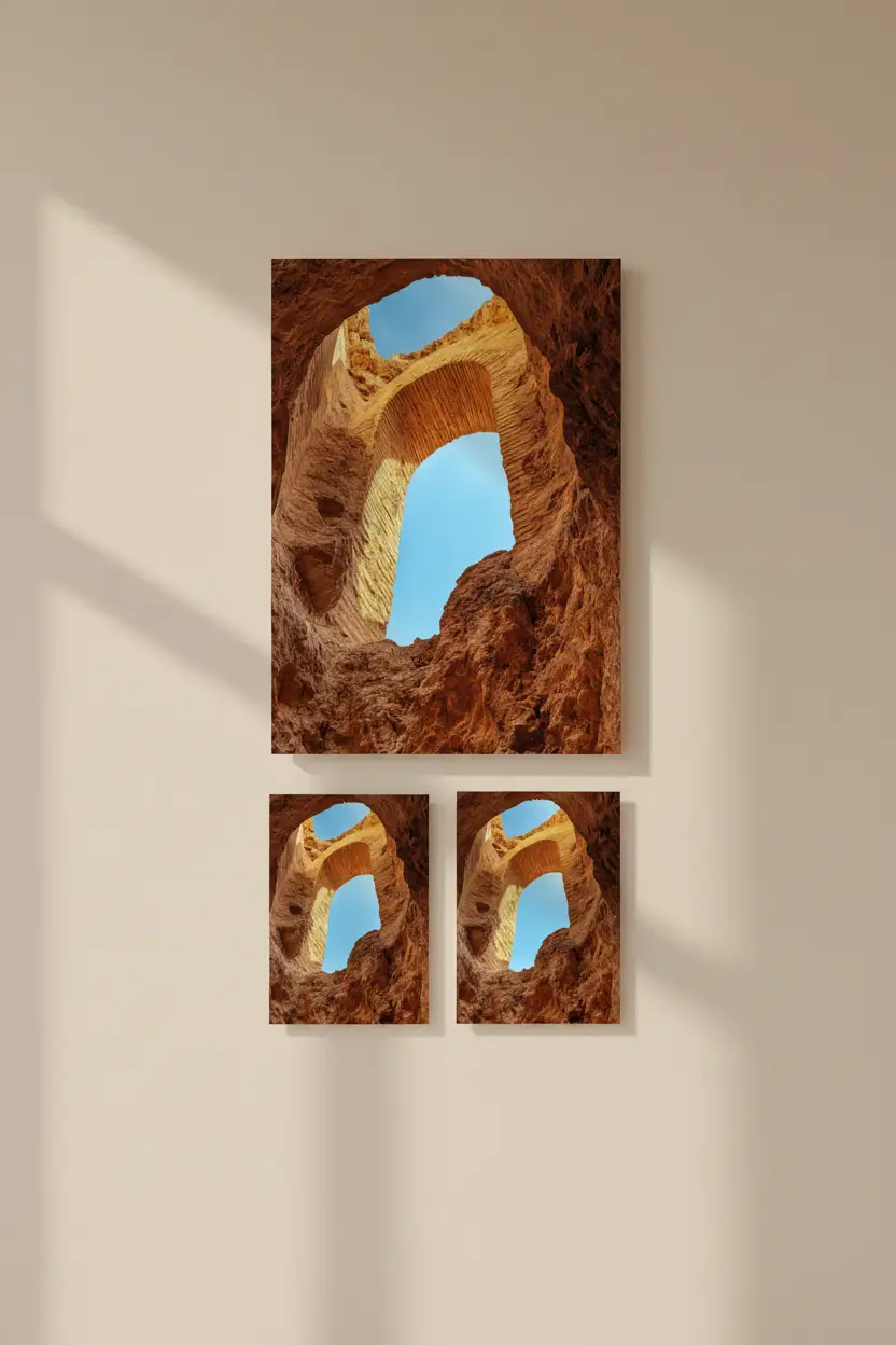 L’Œil du Canyon — Affiche murale minimaliste ocre texture minérale canyon panoramique — affiche murale minimaliste | Cassili-home