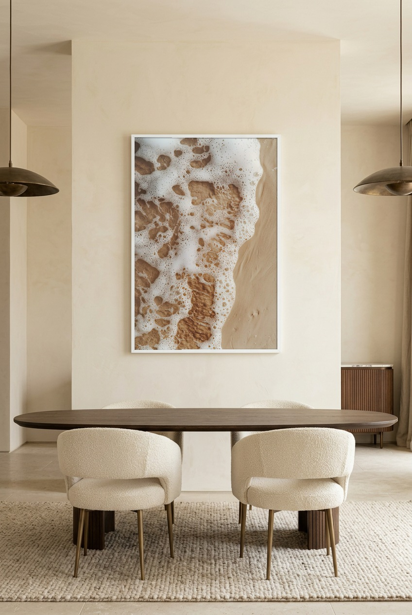 Le Sable et l’Écume — poster in a white frame in a dining room