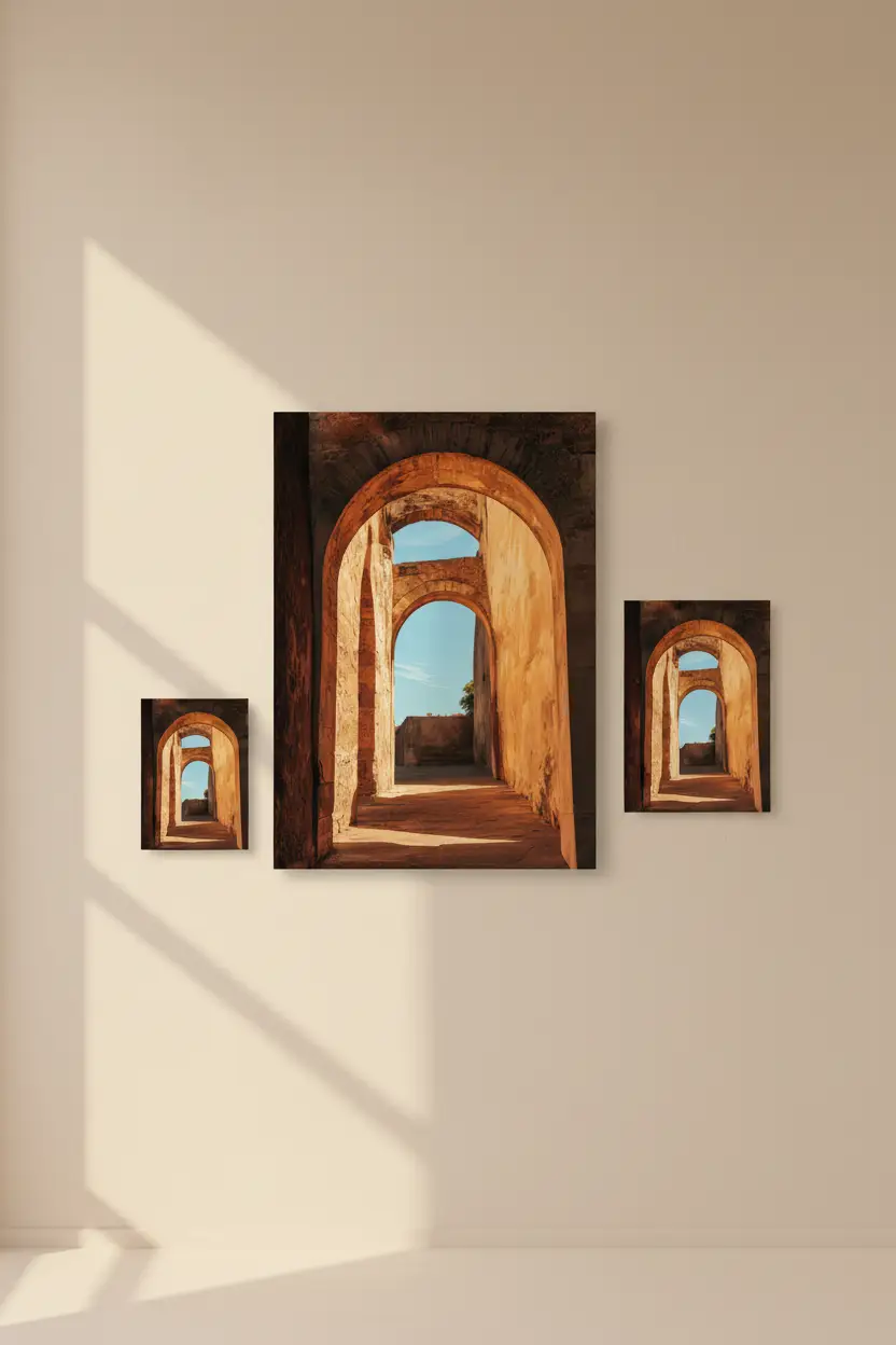 Les Arches du Soleil — Affiche murale minimaliste ocre lumière — affiche murale minimaliste | Cassili-home