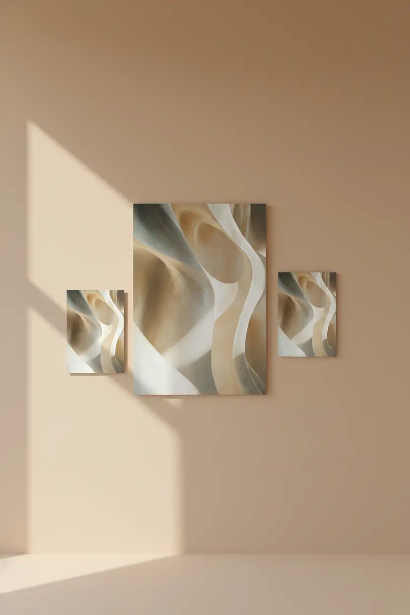 Les Vagues de Craie — Affiche murale minimaliste blanc beige minérale — affiche murale minimaliste | Cassili-home