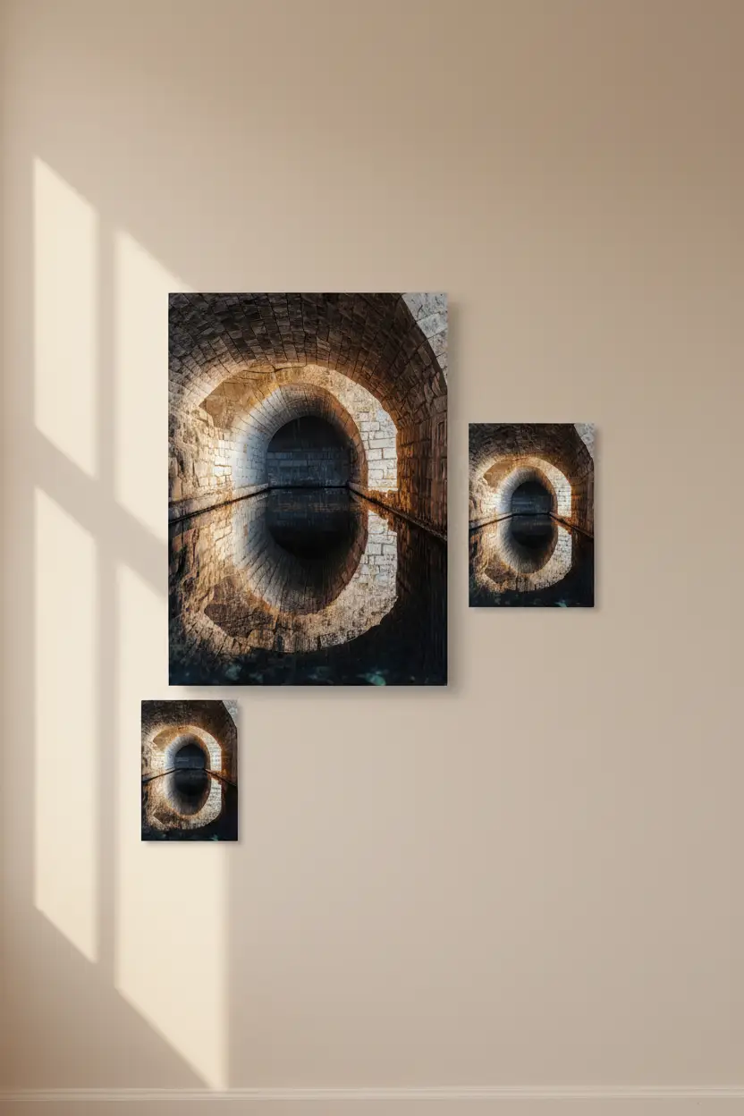 Le Passage Secret — Affiche murale minimaliste gris et beige texture minérale et lumière douce — affiche murale minimaliste | Cassili-home