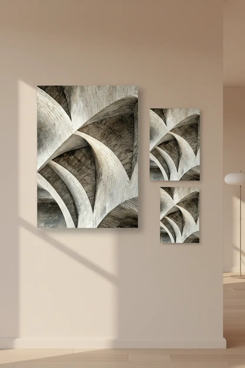 La Spirale de Béton — Affiche murale minimaliste gris taupe texture minérale — affiche murale minimaliste | Cassili-home