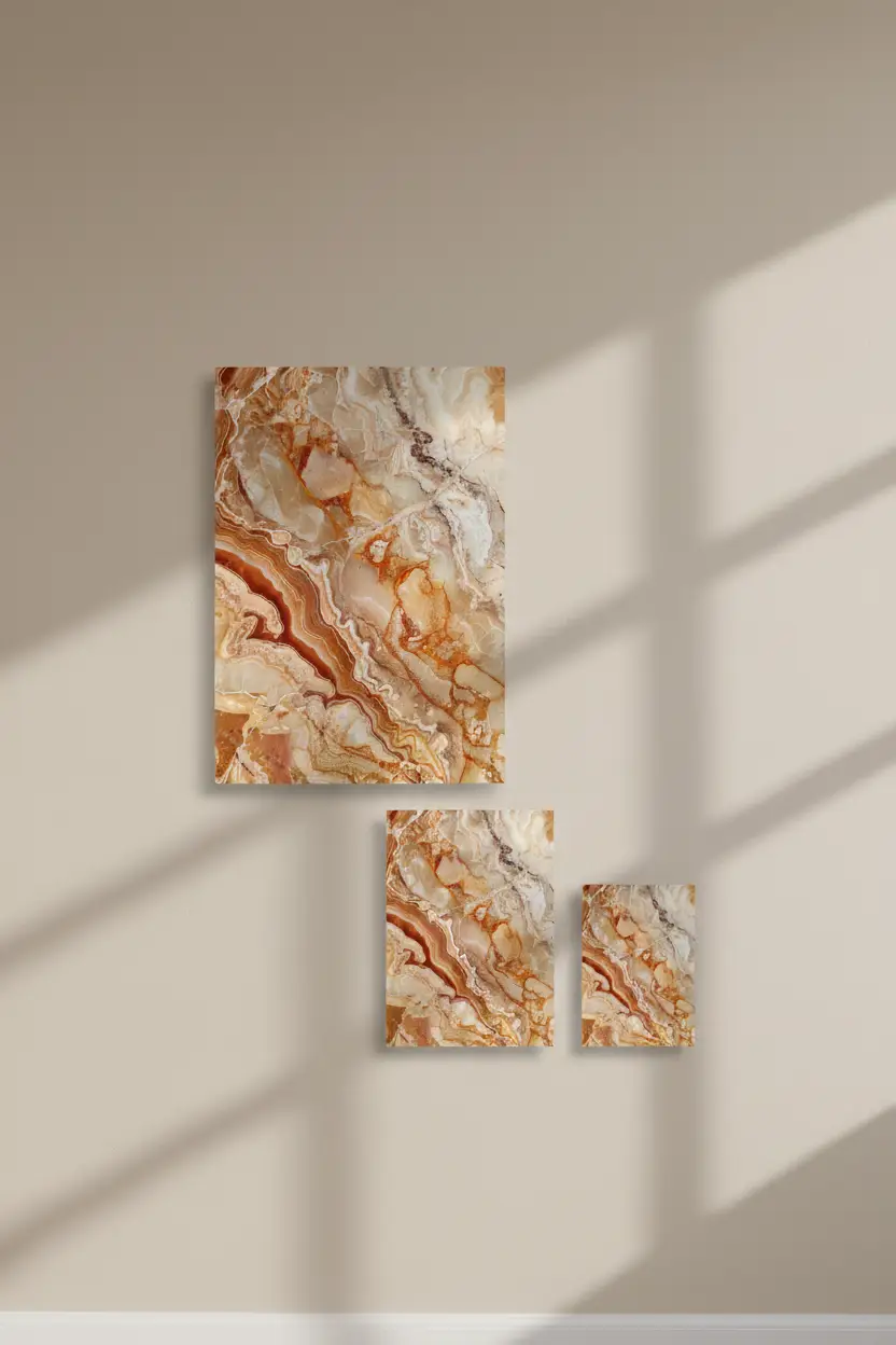 L’Onyx Brûlé — Affiche Murale Minimaliste Terracotta et Beige Texture Minérale Dorée — affiche murale minimaliste | Cassili-home