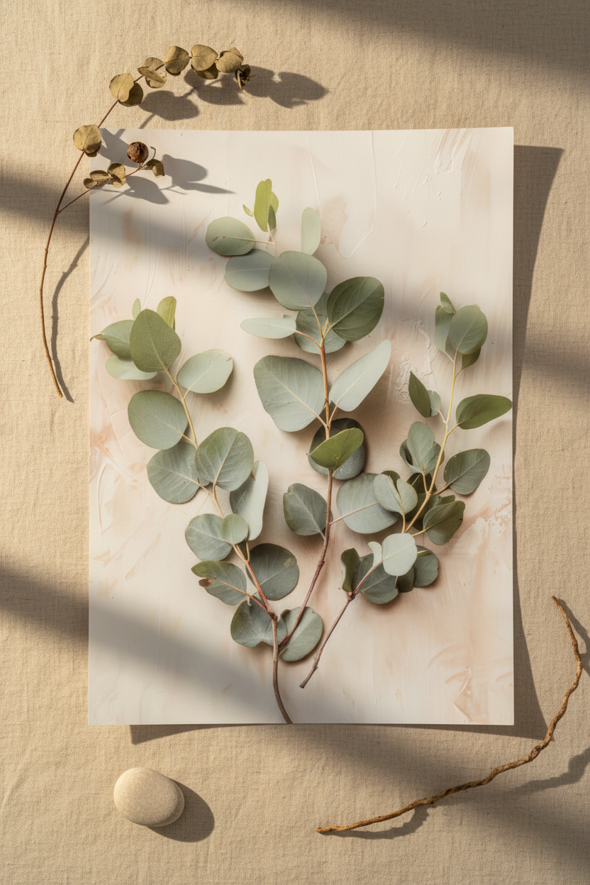 Herbier d’Eucalyptus — Affiche murale minimaliste vert sauge botanique — affiche murale minimaliste | Cassili-home