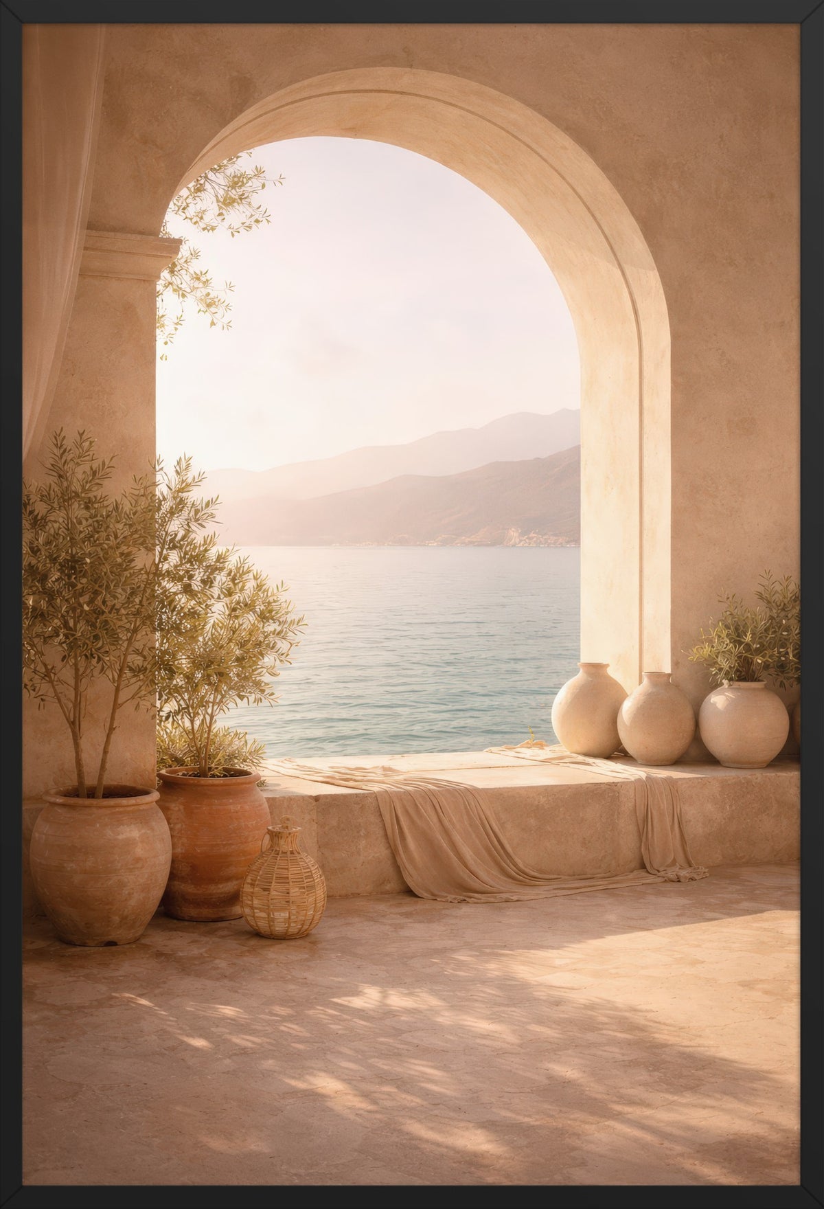 Mediterranean Horizon — poster in a black frame, front view