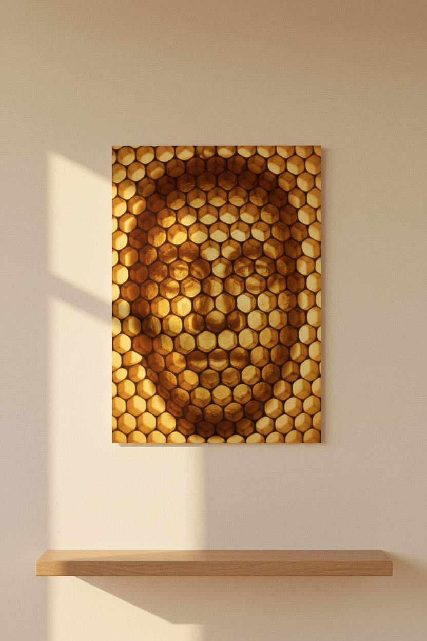 Alvéoles d'Or — Poster mat mur écru | Cassili-home