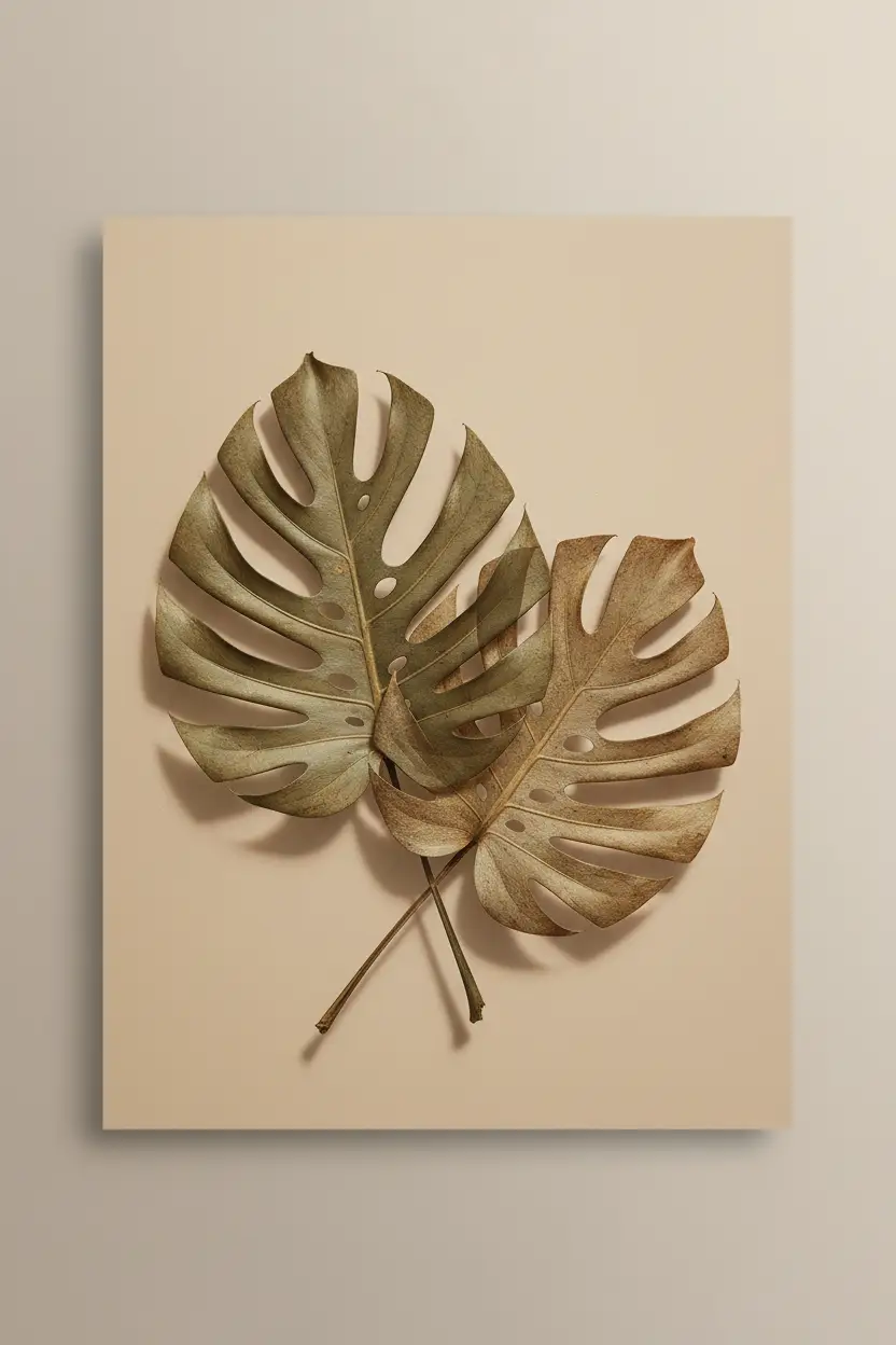 Monstera Doré — Affiche murale minimaliste vert et or inspiration botanique et texture minérale — affiche murale minimaliste | Cassili-home