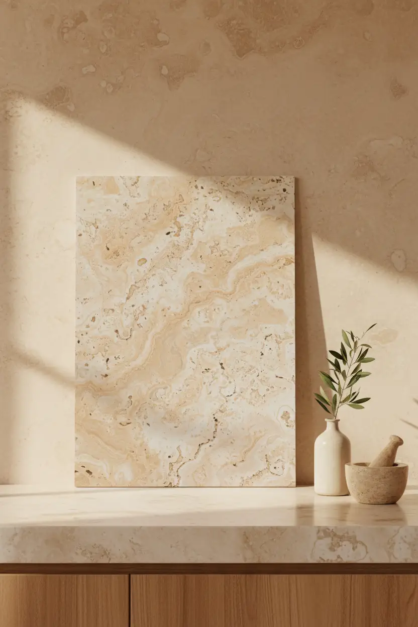 Travertin Naturel — Affiche Murale Minimaliste Beige Et Taupe Texture Minérale Intemporelle — affiche murale minimaliste | Cassili-home