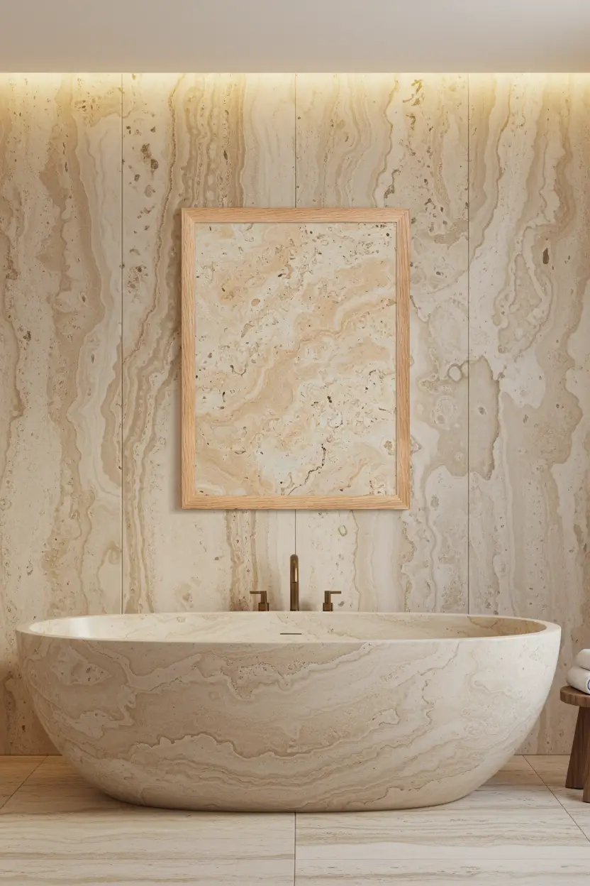 Travertin Naturel — Affiche Murale Minimaliste Beige Et Taupe Texture Minérale Intemporelle — affiche murale minimaliste | Cassili-home