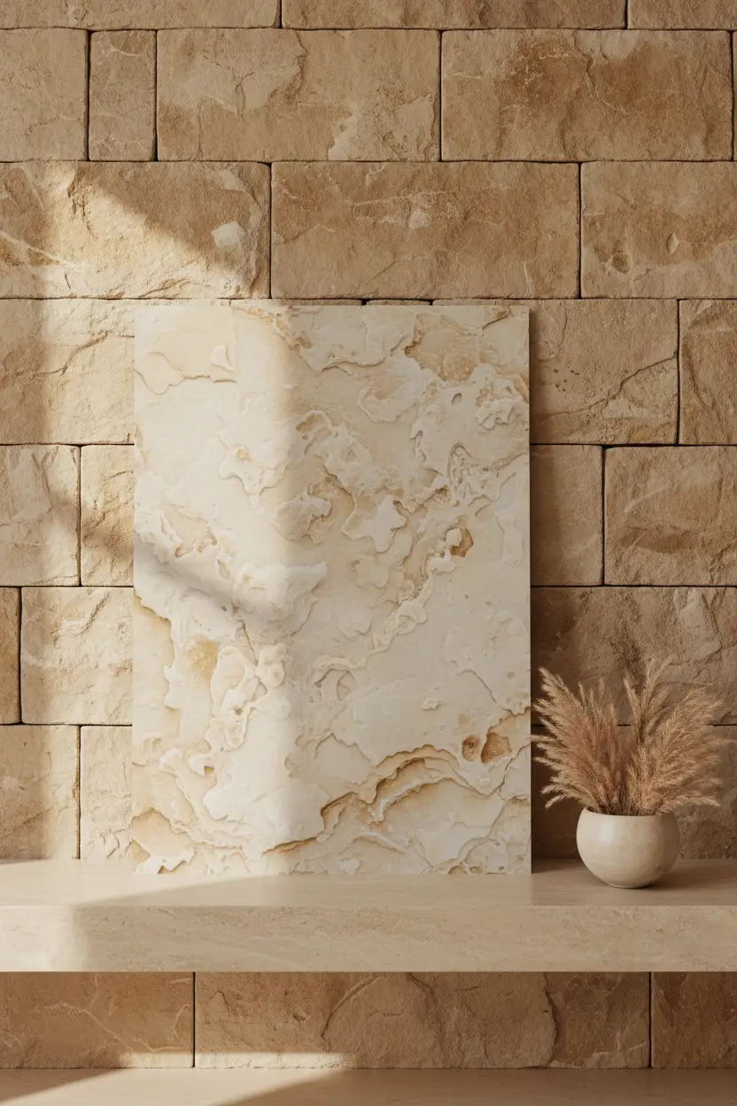 Calcaire Doré — Affiche murale minimaliste beige doré texture minérale — affiche murale minimaliste | Cassili-home