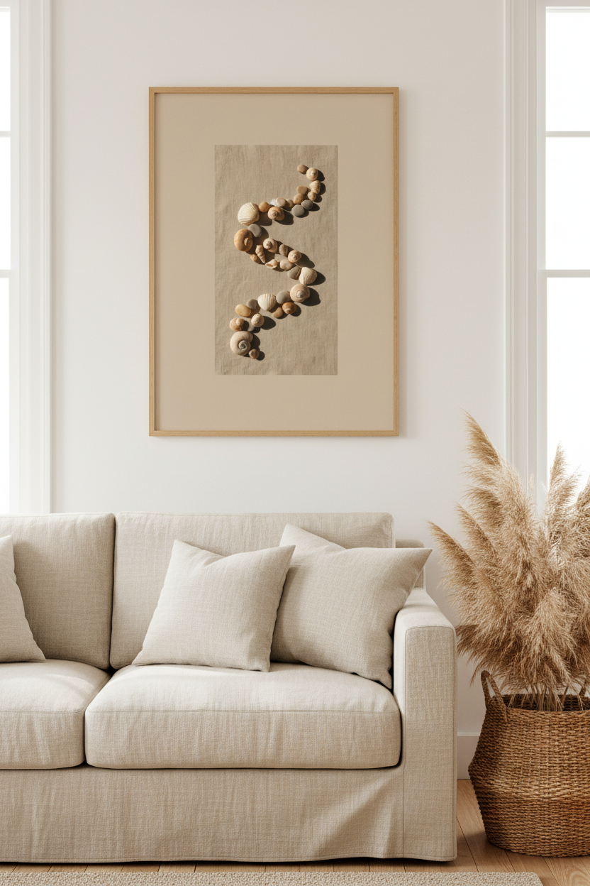 Lifestyle — Poster Spirale de Coquillages dans un salon balnéaire