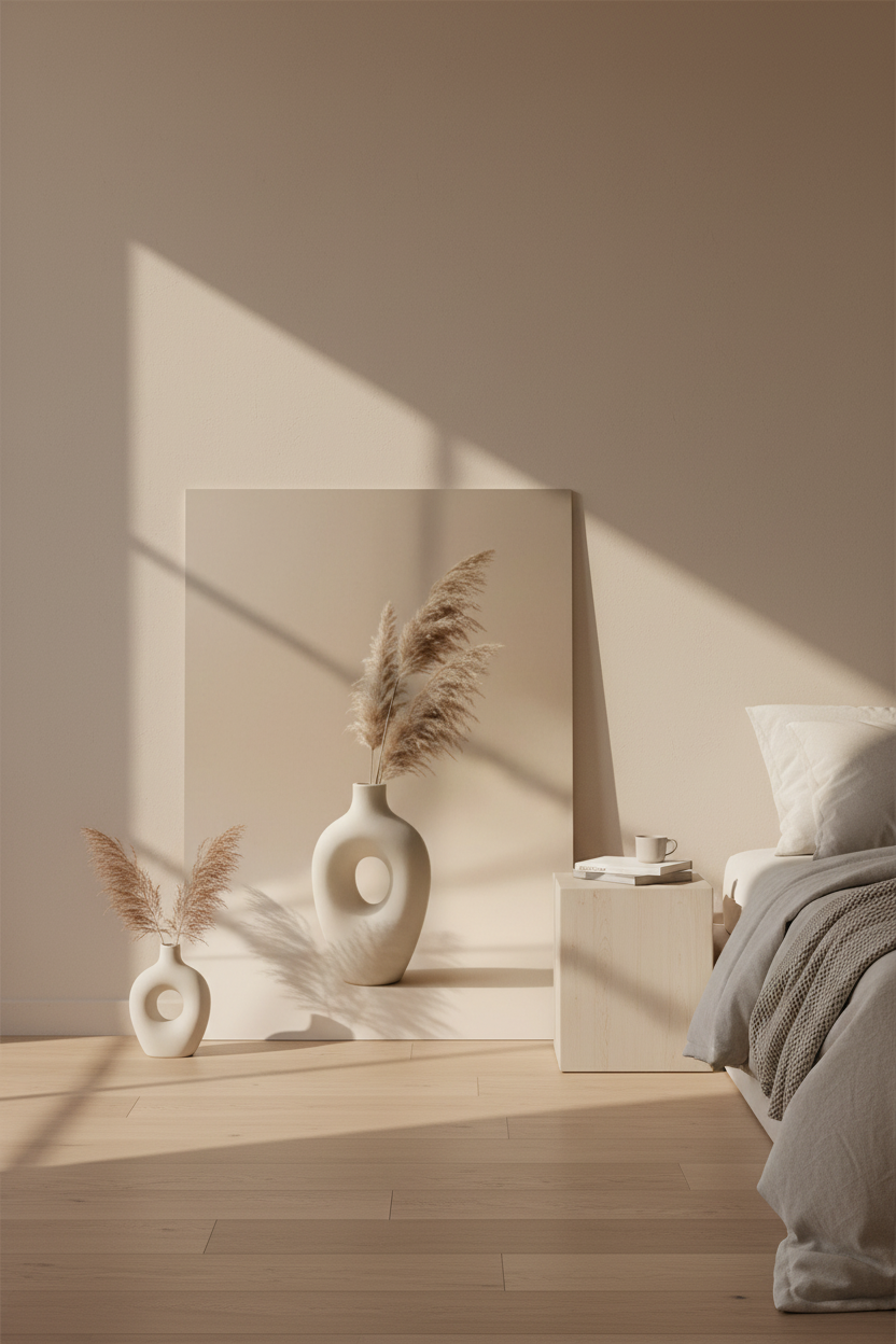 Vase & Herbes de Pampa affiche sans cadre chambre minimaliste