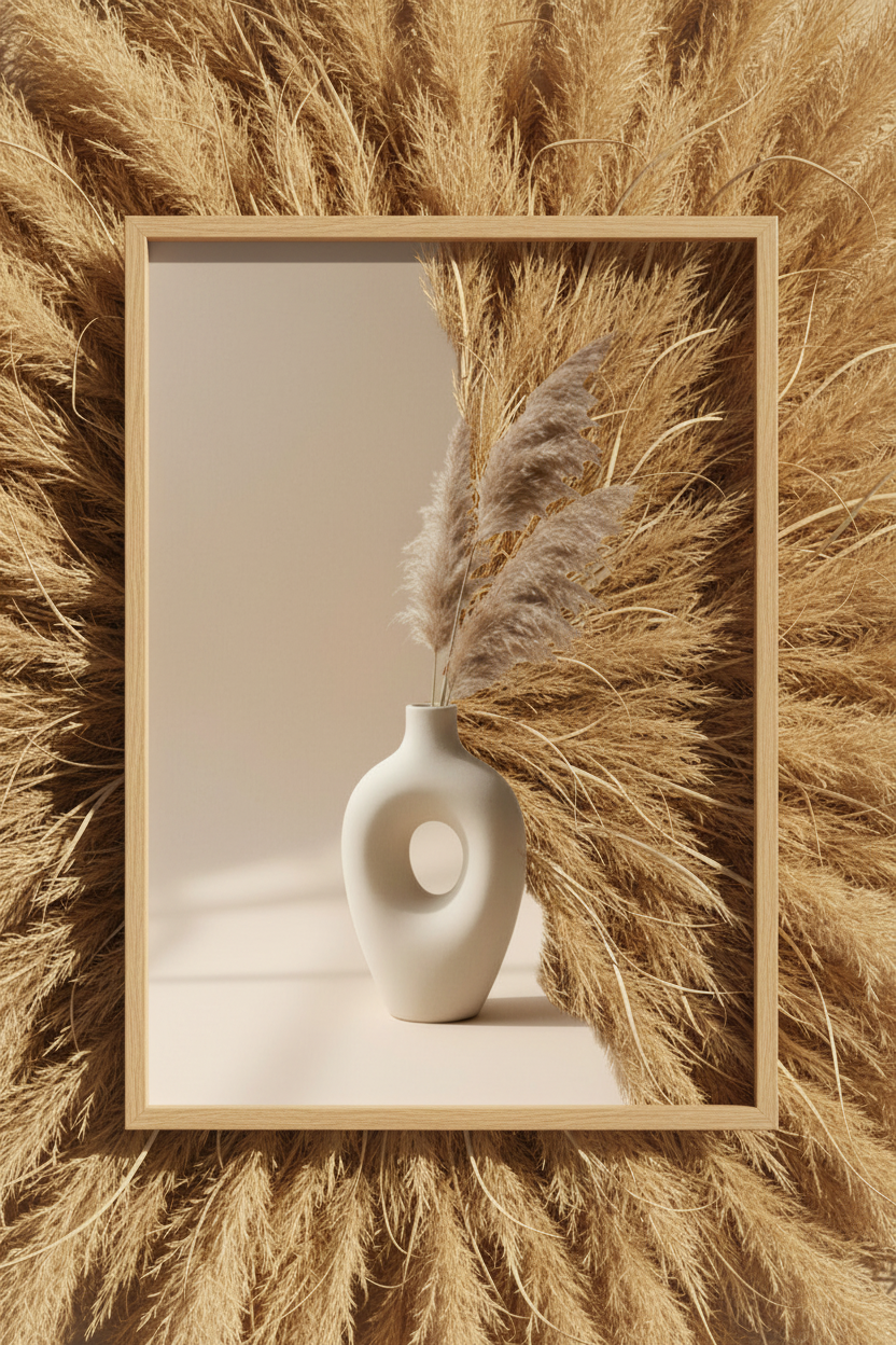 Vase & Herbes de Pampa fusion herbes de pampa trompe l'oeil