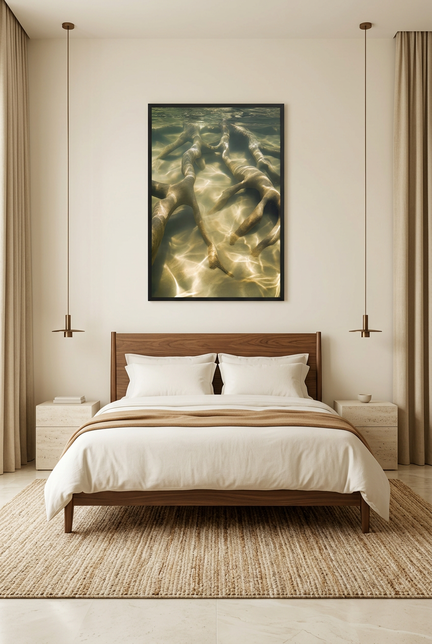 Immersion — Poster im schwarzen Rahmen im Schlafzimmer