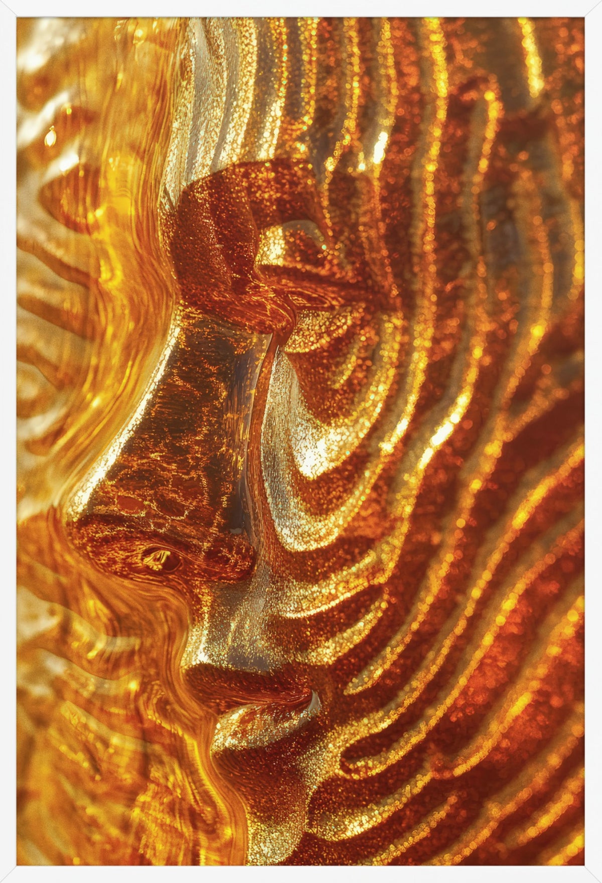 The Living Amber — poster in a white frame, front view