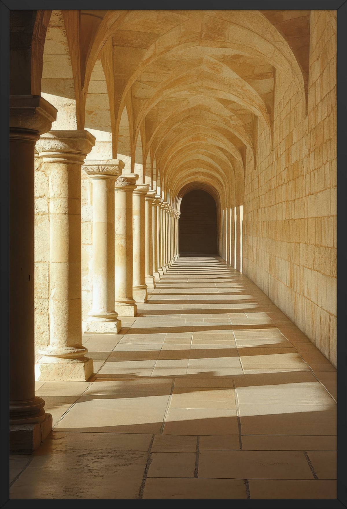 The Romanesque Arcade — poster in a black frame, front view