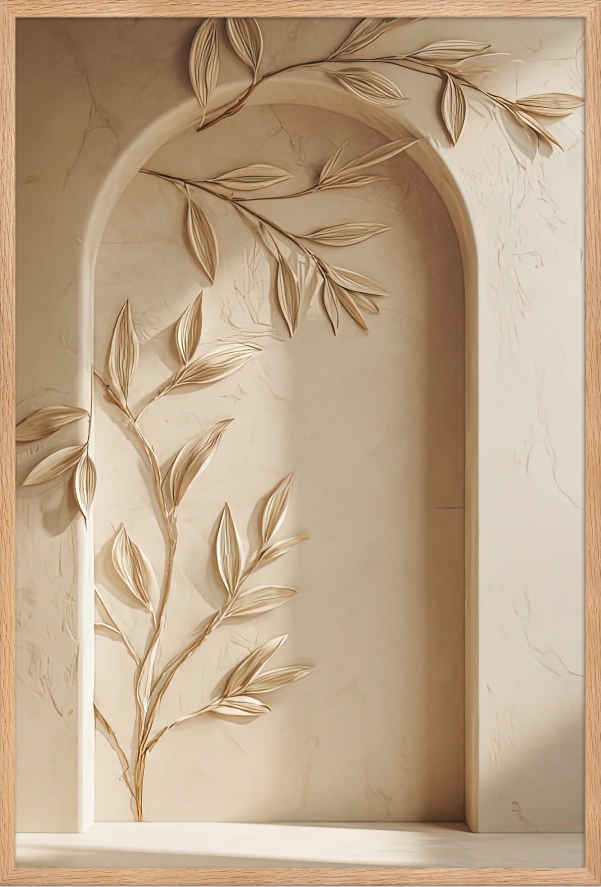 The Leafy Arcade — framed in solid oak, 61 × 91 cm