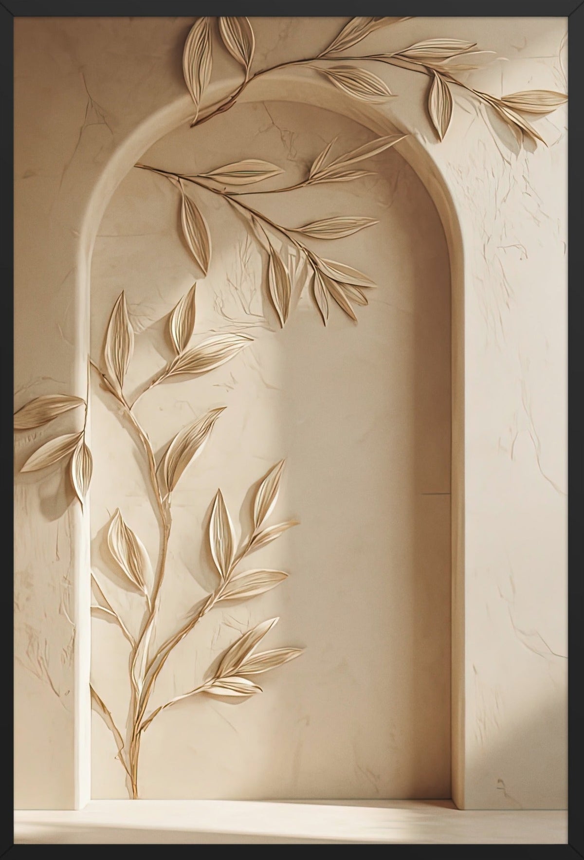 The Leafy Arcade — framed in black, 61 × 91 cm