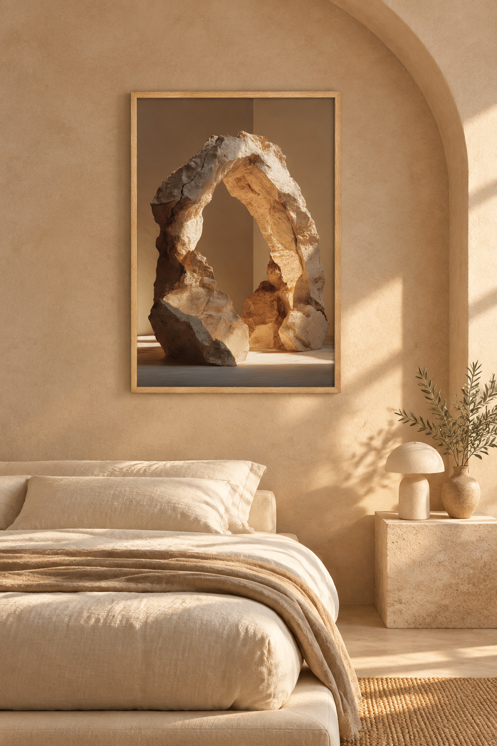 L’Arche Brute avec cadre chêne dans une chambre