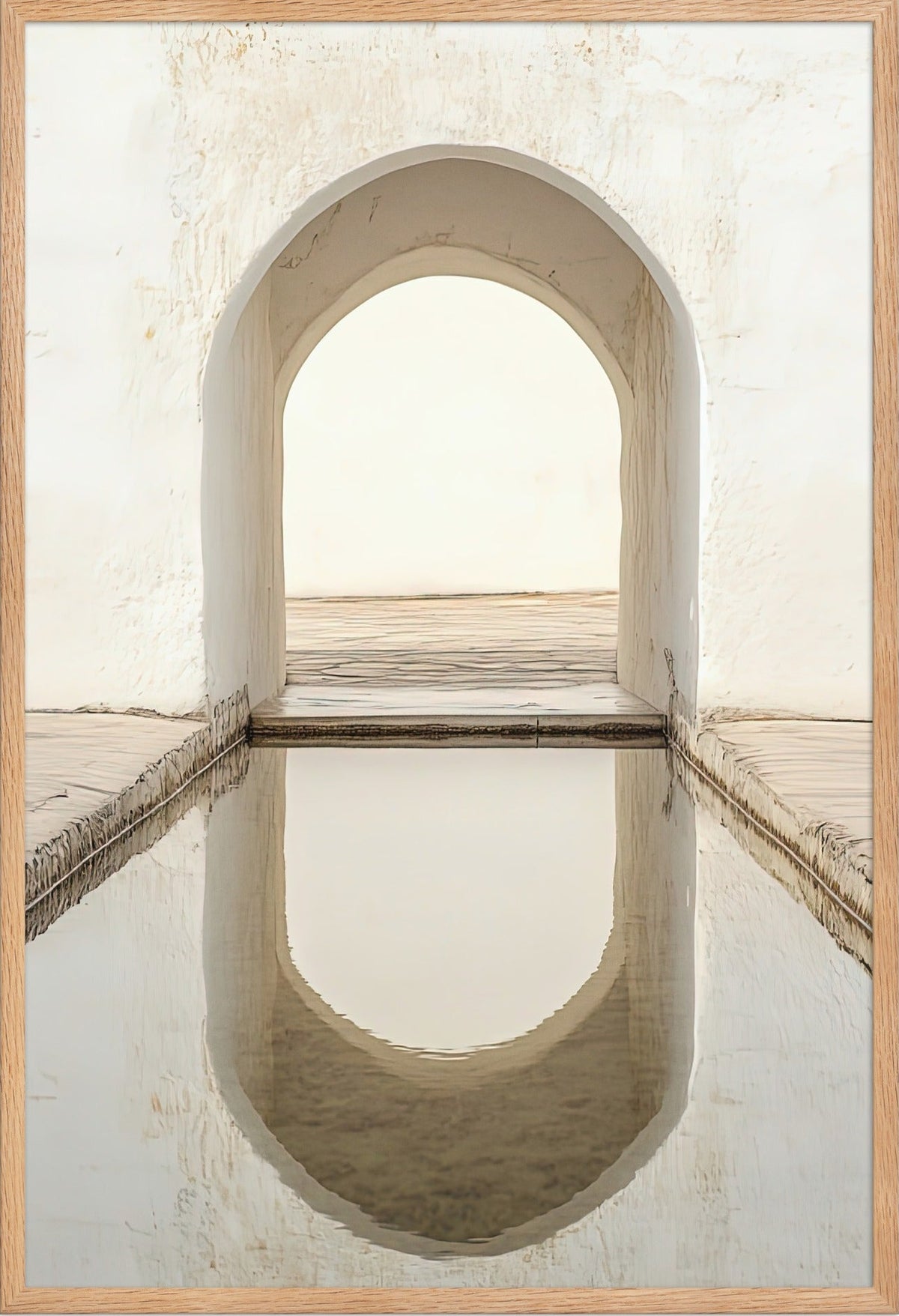 Der gespiegelte Bogen — gerahmt in massiver Eiche, 61 × 91 cm
