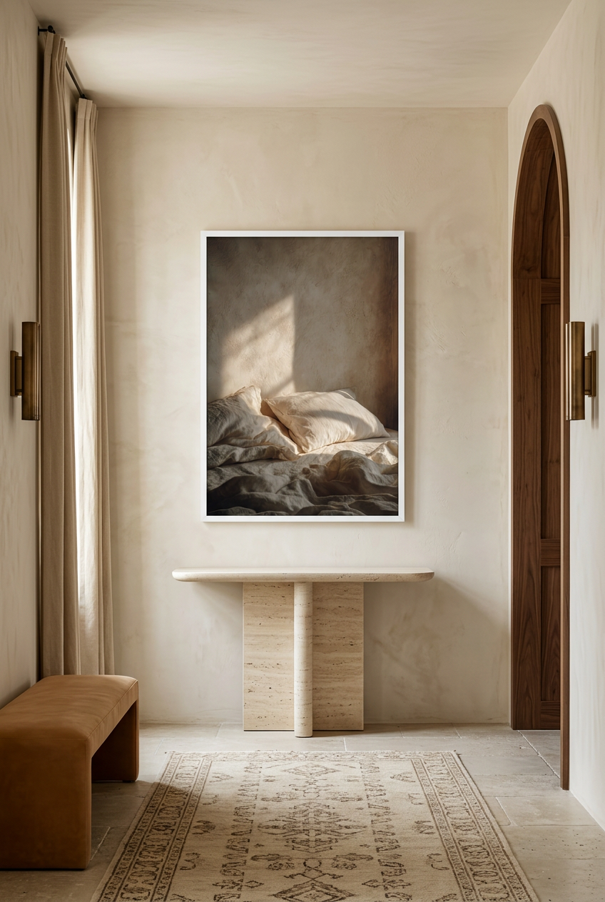 L'Aube sur le Lin — poster in witte lijst in een hal