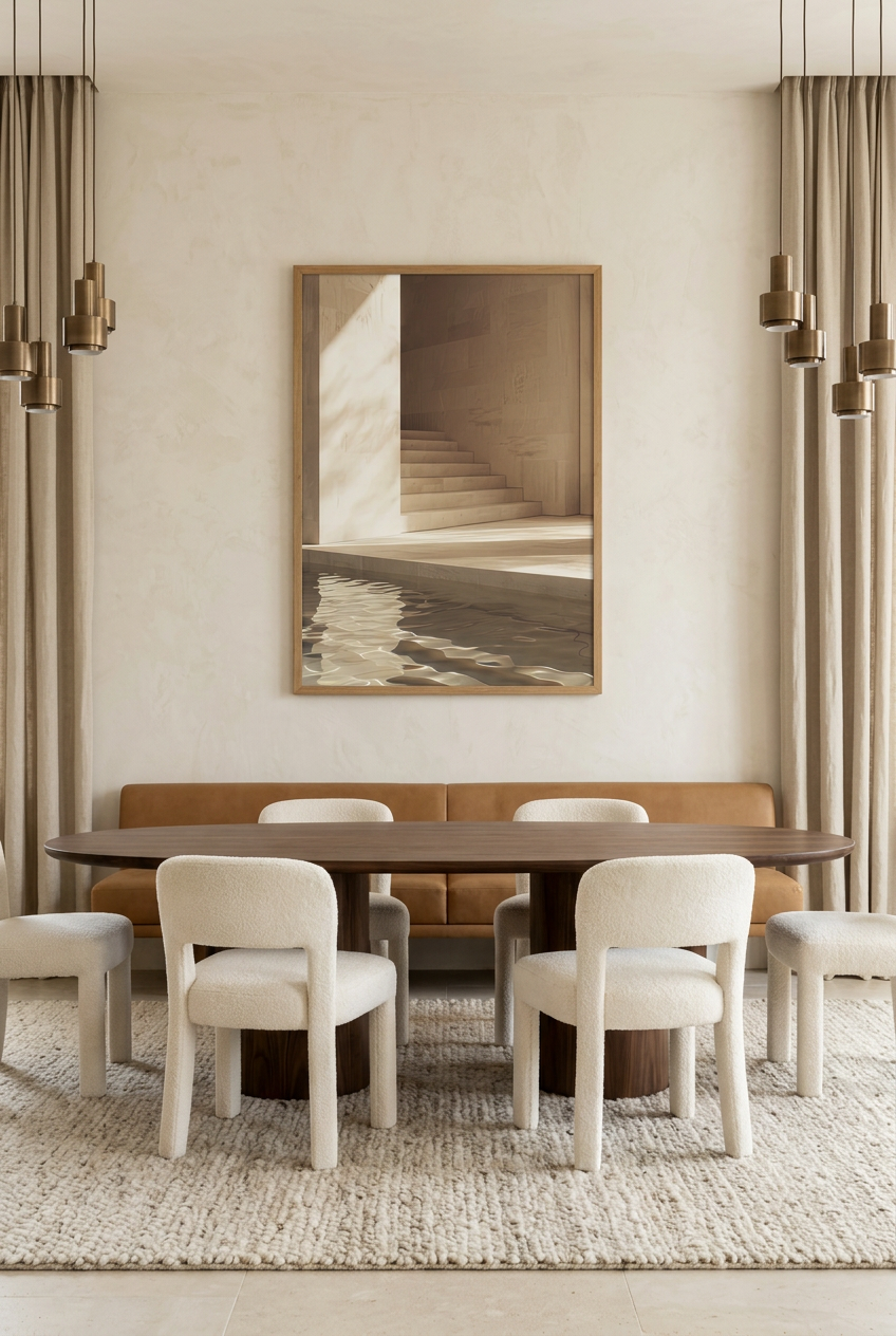 L'Escalier et le Bassin — poster con cornice in rovere in una sala da pranzo