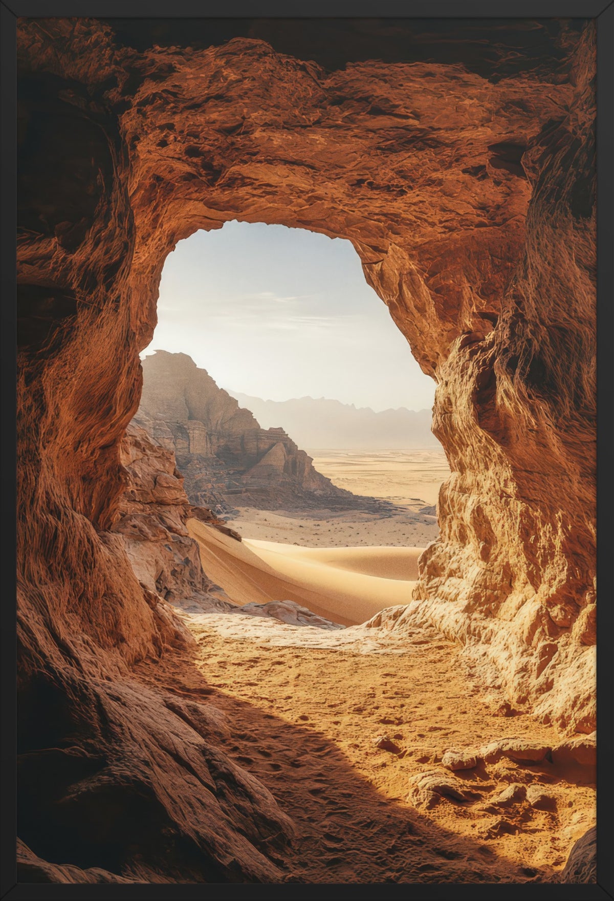 The Eye of the Desert — poster in a black frame, front view