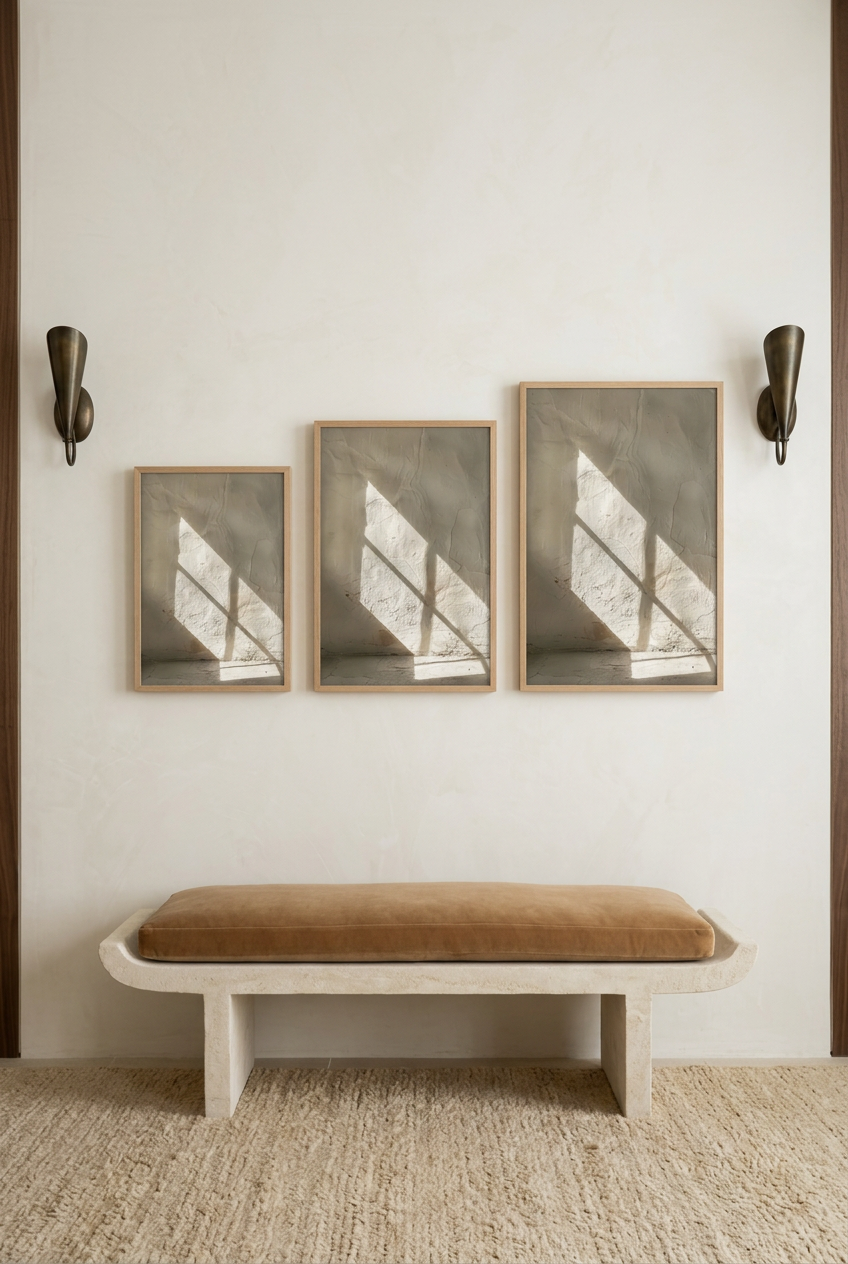 L'Ombre Diagonale — drei Formate des Posters im Eichenrahmen