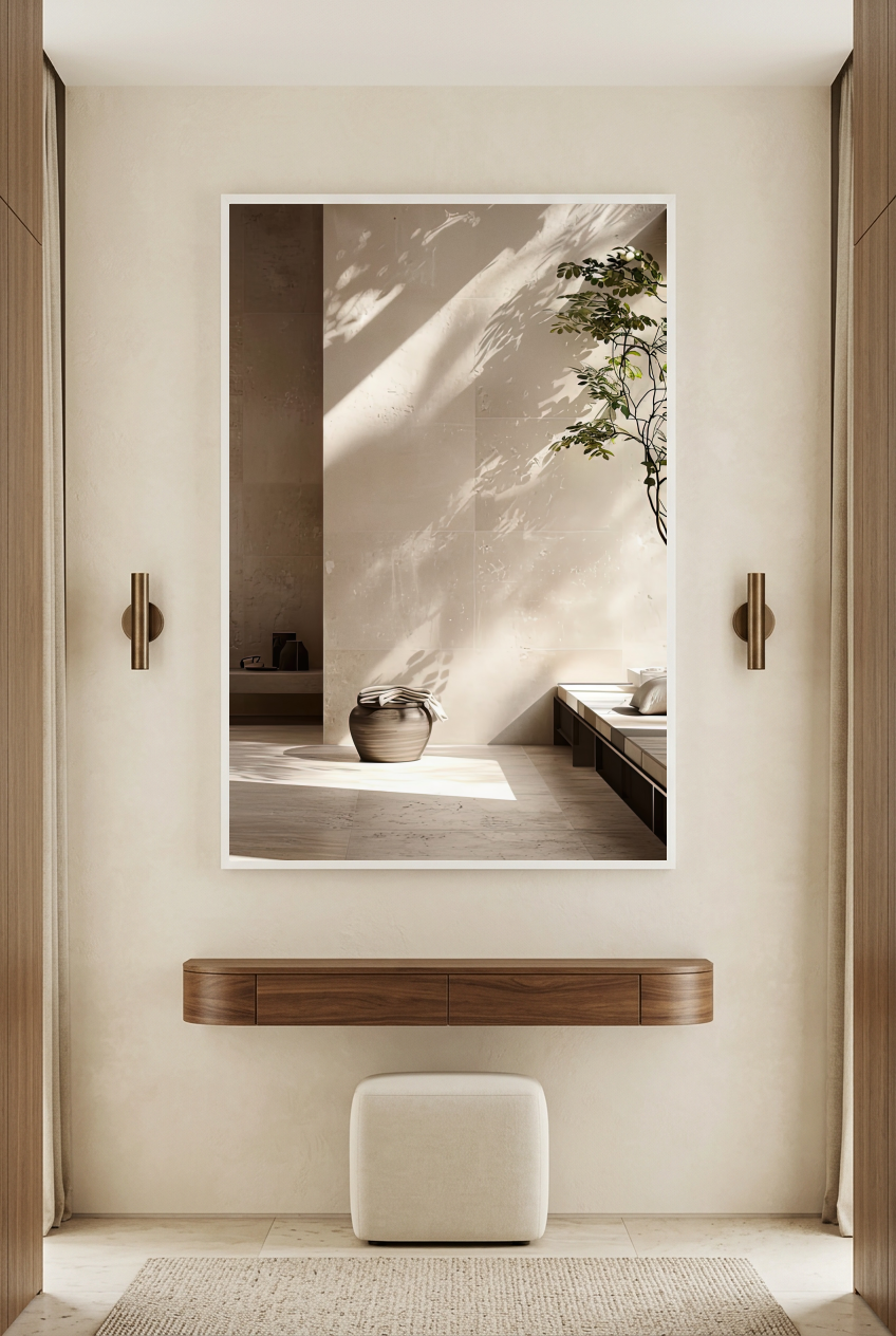 L'Ombre du Feuillage — poster con cornice bianca in un ingresso