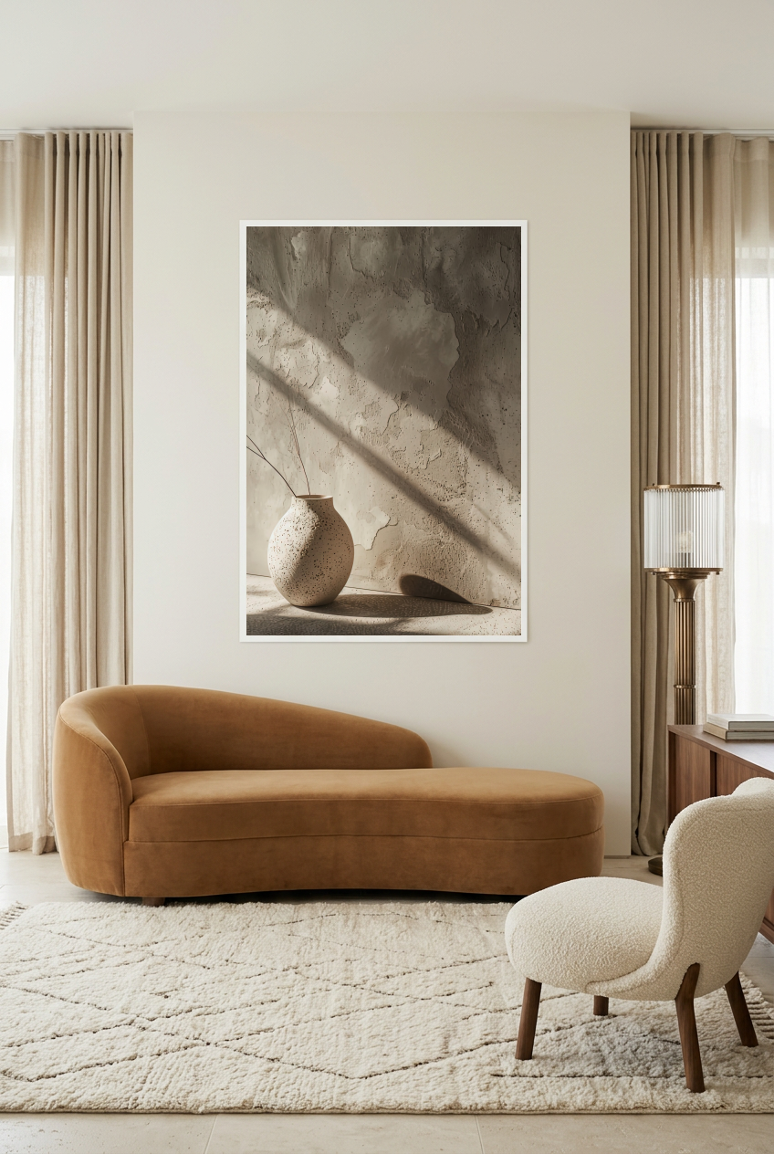 L'Ombre du Vase — poster con cornice bianca in un soggiorno