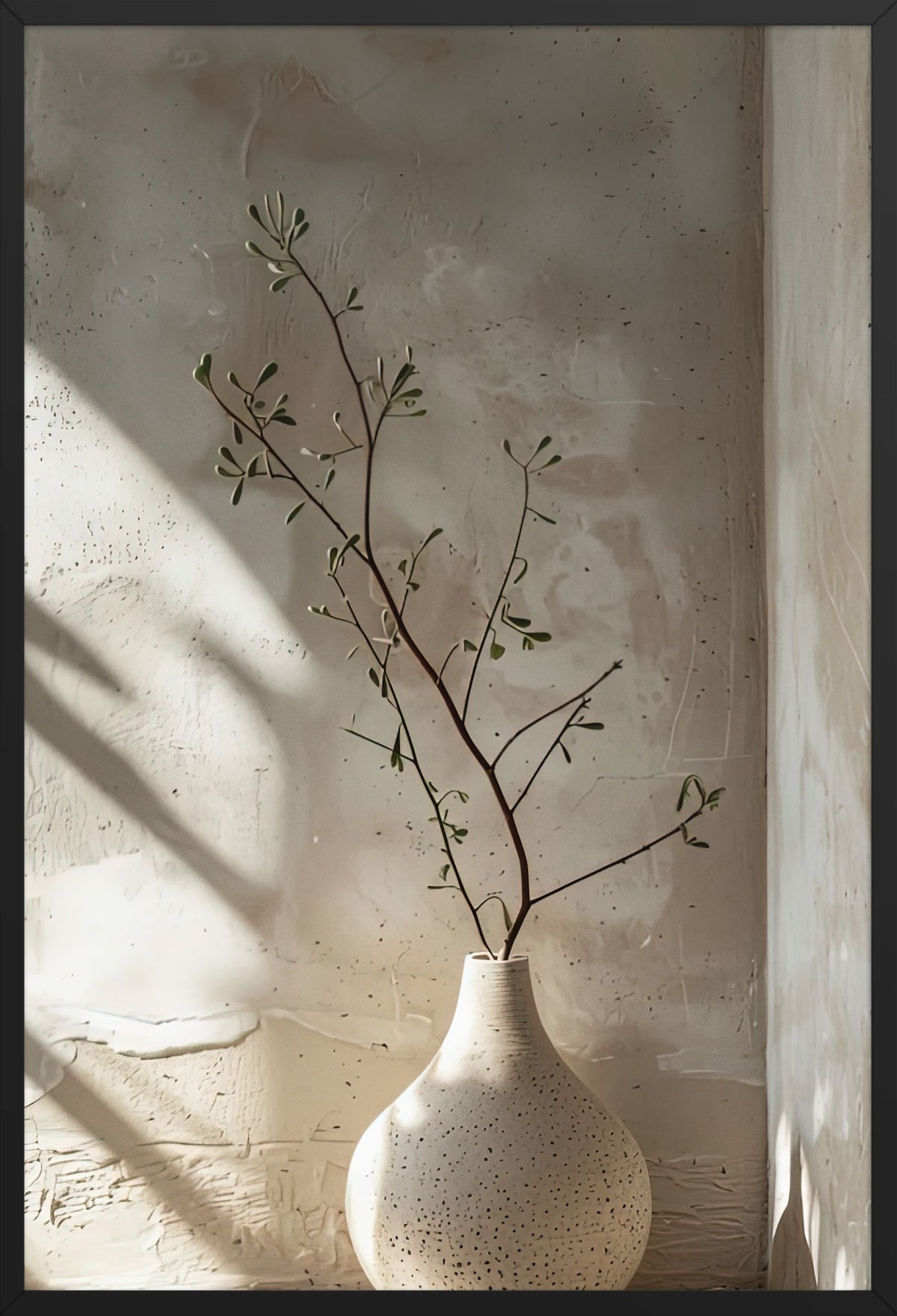 Olive Branch in Ivory — poster in a black frame, front view