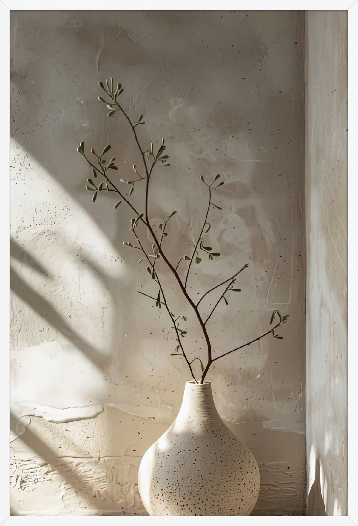 Olive Branch in Ivory — poster in a white frame, front view