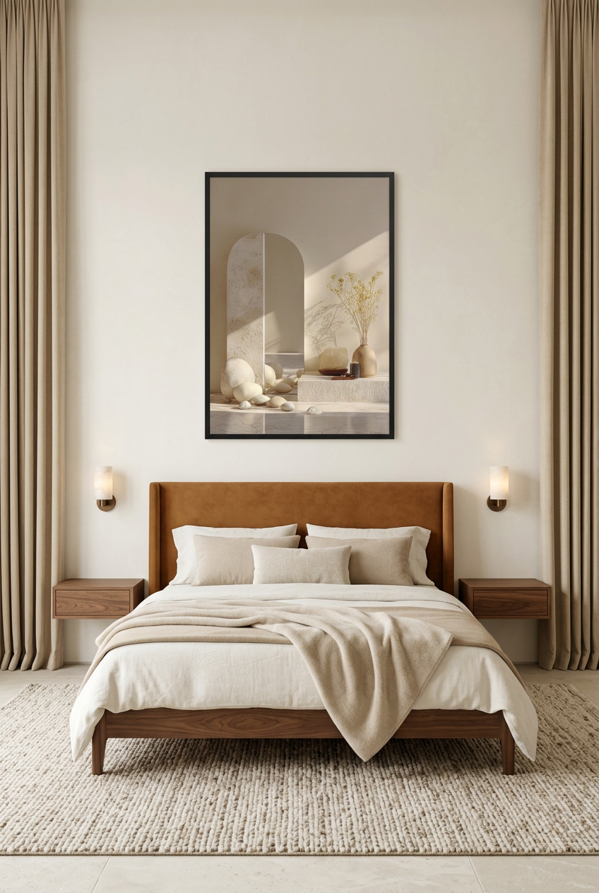 La Composition du Seuil — poster com moldura preta num quarto