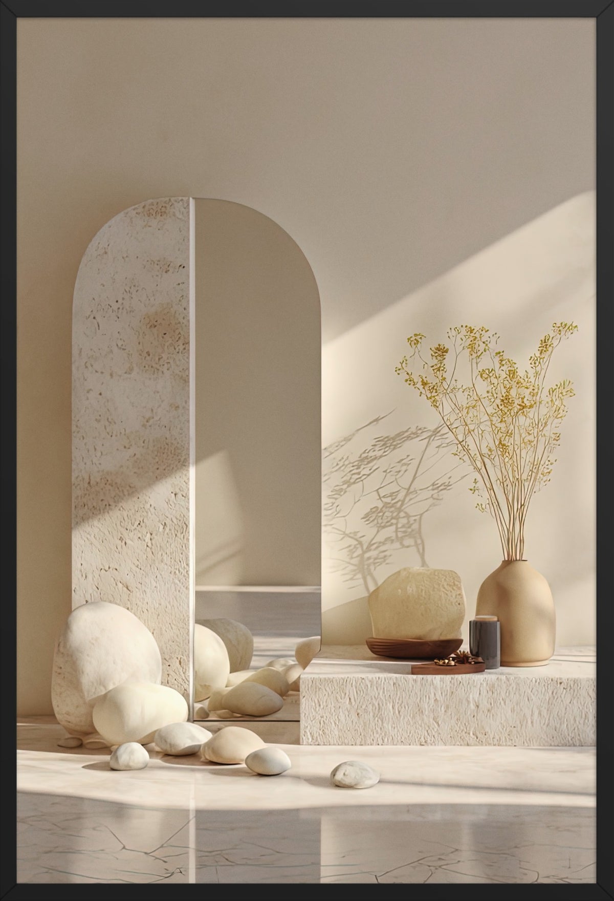 The Threshold Composition — poster in a black frame, front view
