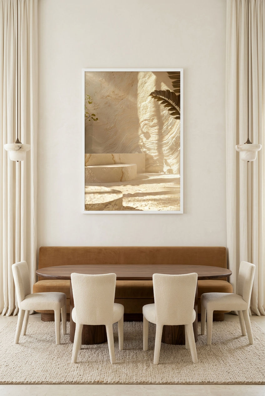 La Cour de Lumière — poster in a white frame in a dining room