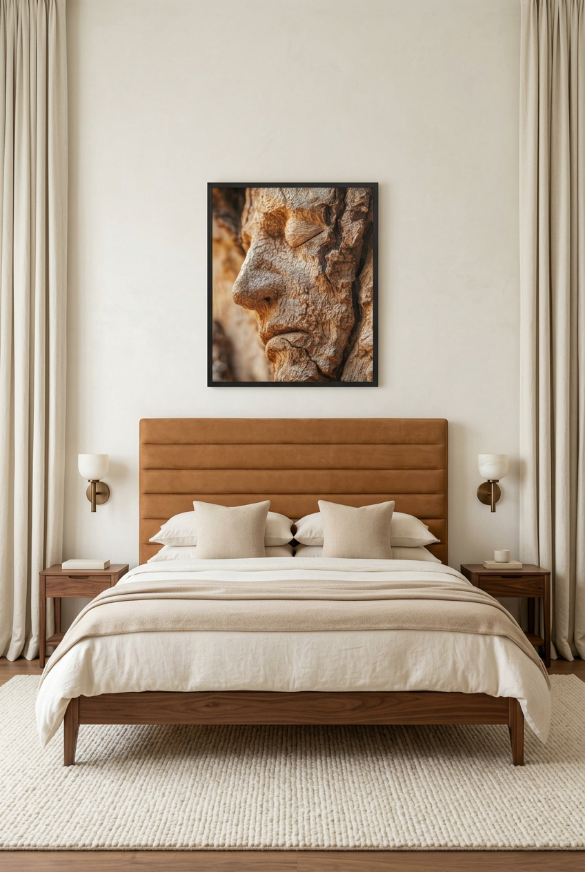 La Face du Chêne — poster com moldura preta num quarto