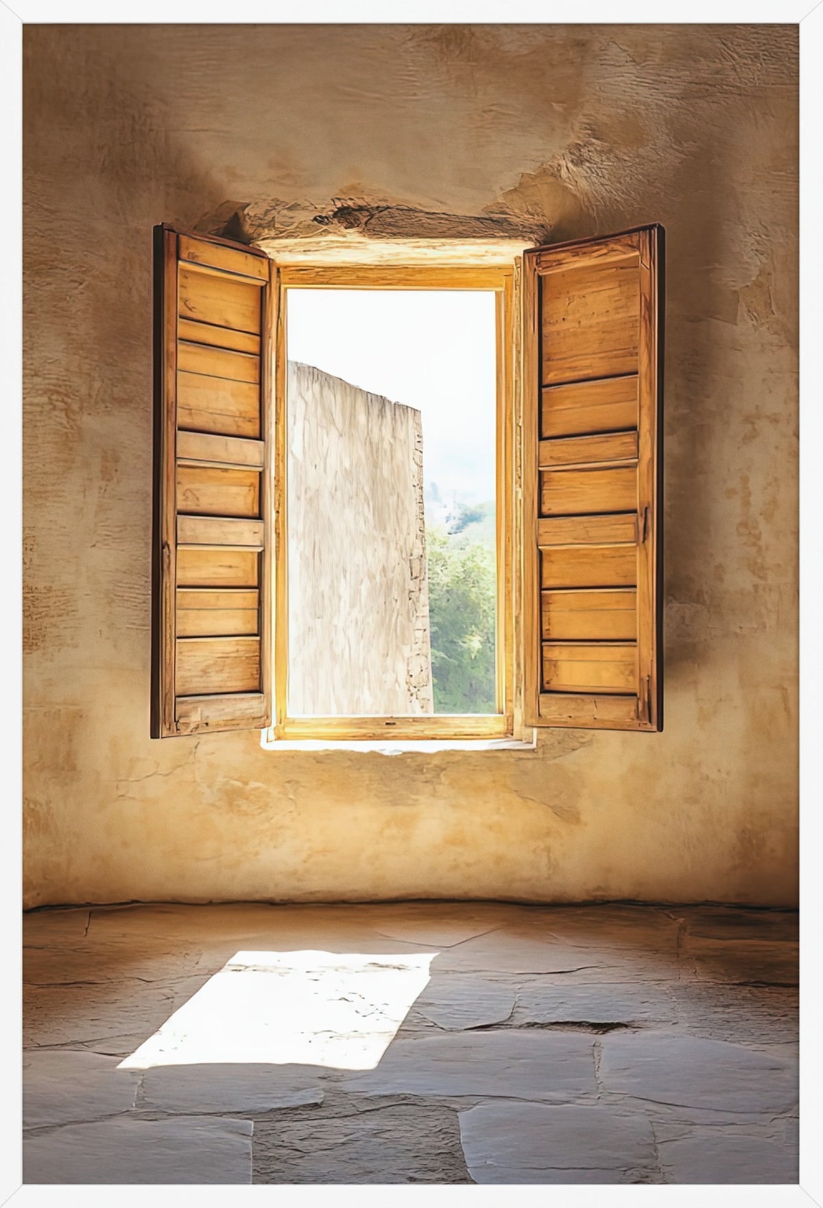 The Window with Shutters — poster in a white frame, front view