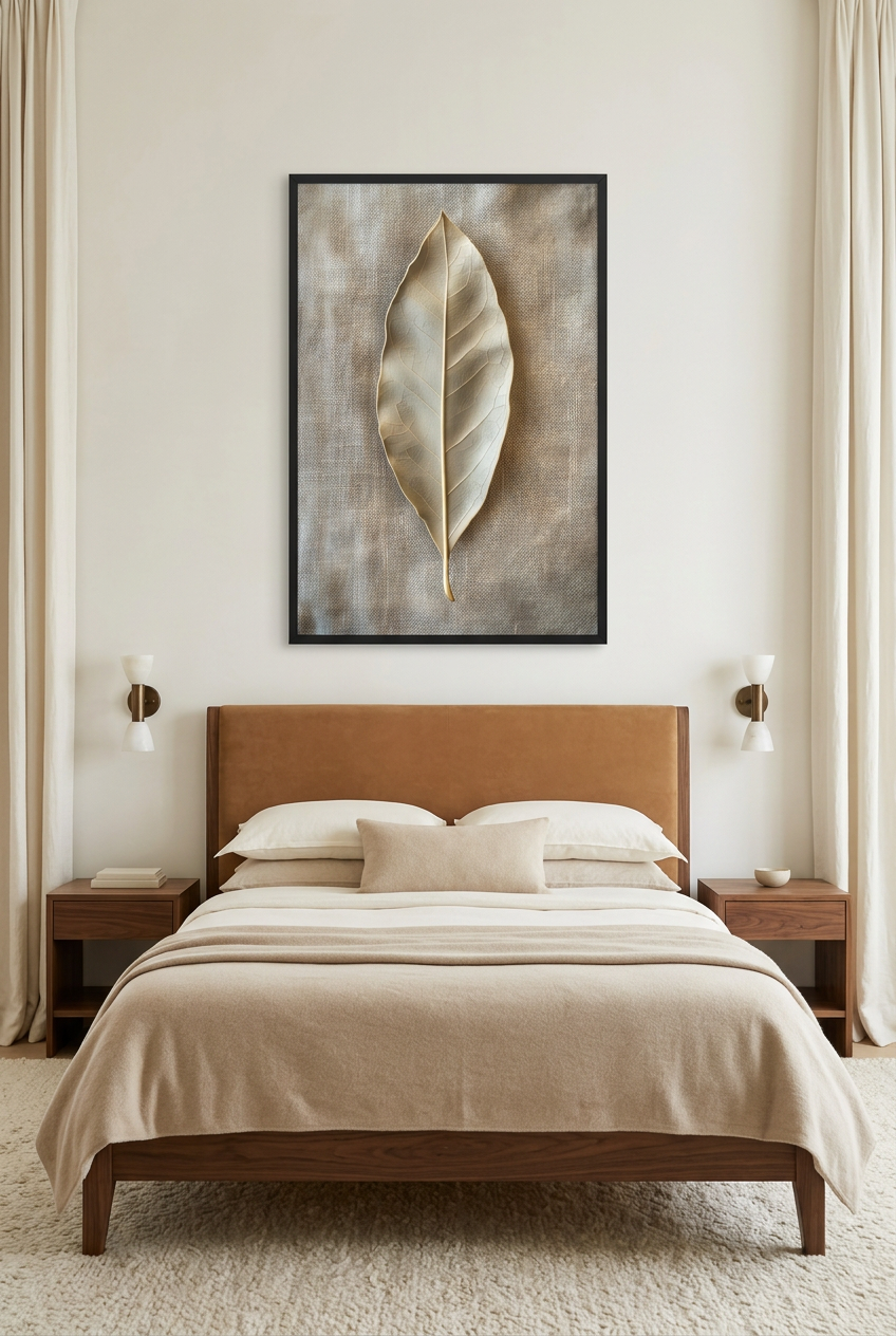 La Feuille de Laurier — Poster im schwarzen Rahmen im Schlafzimmer